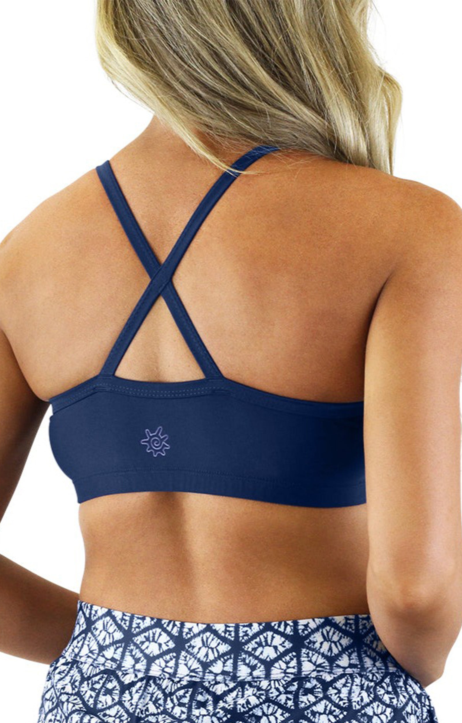 Back of UV Skinz's Women's Padded Swim Bra in Dark Navy|dark-navy