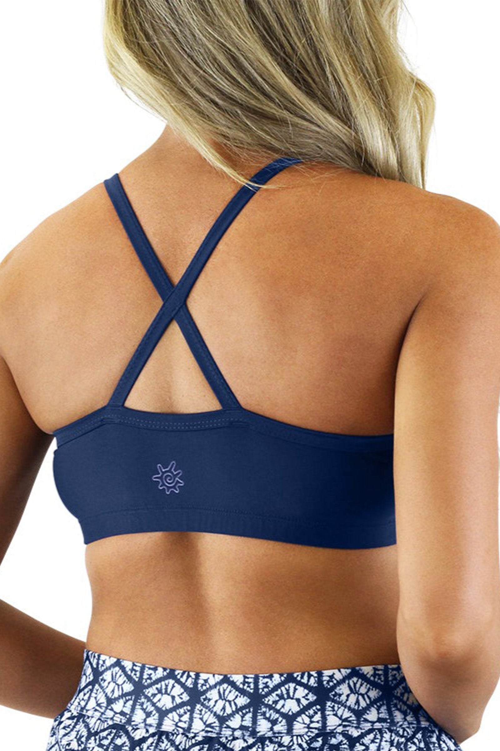 Back of UV Skinz's Women's Padded Swim Bra in Dark Navy|dark-navy