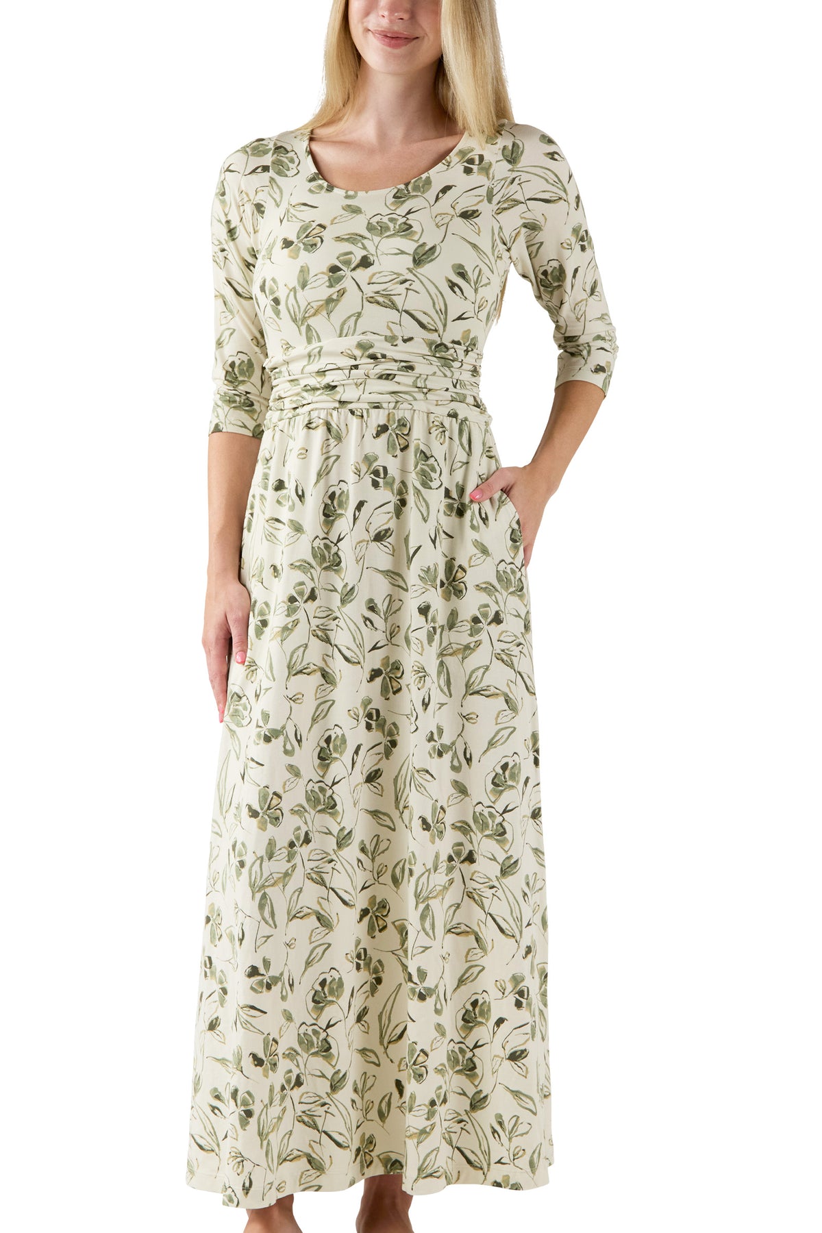 Women's Scoop Neck Maxi Dress with Pockets