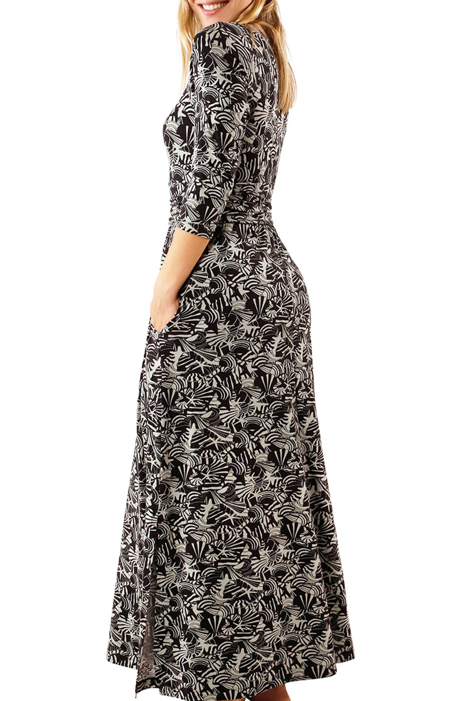 side view of womens scoop neck maxi dress in shadow shells|shadow-shells