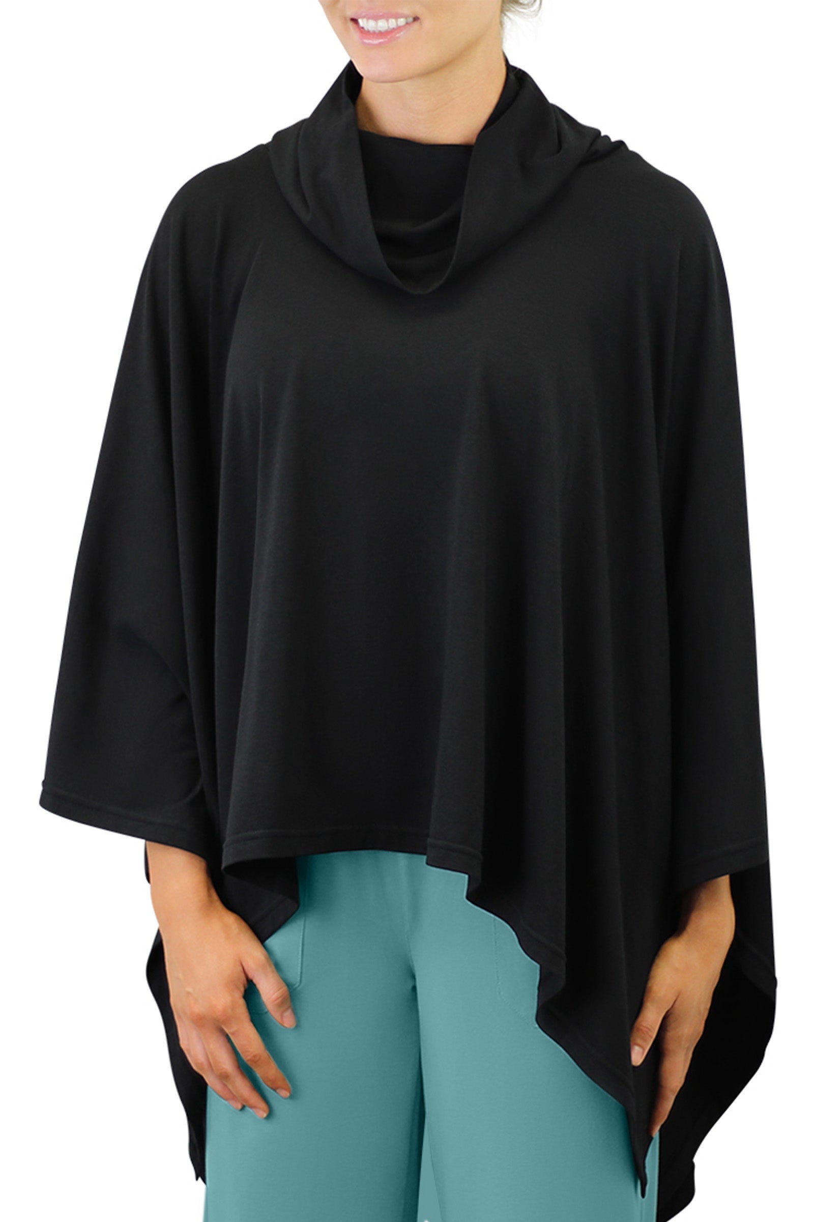 women's sun poncho in black|black