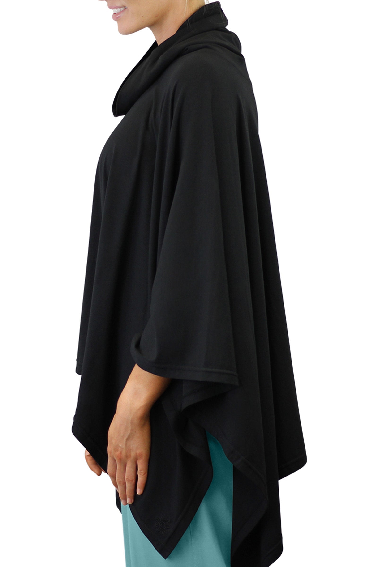 women's sun poncho in black|black