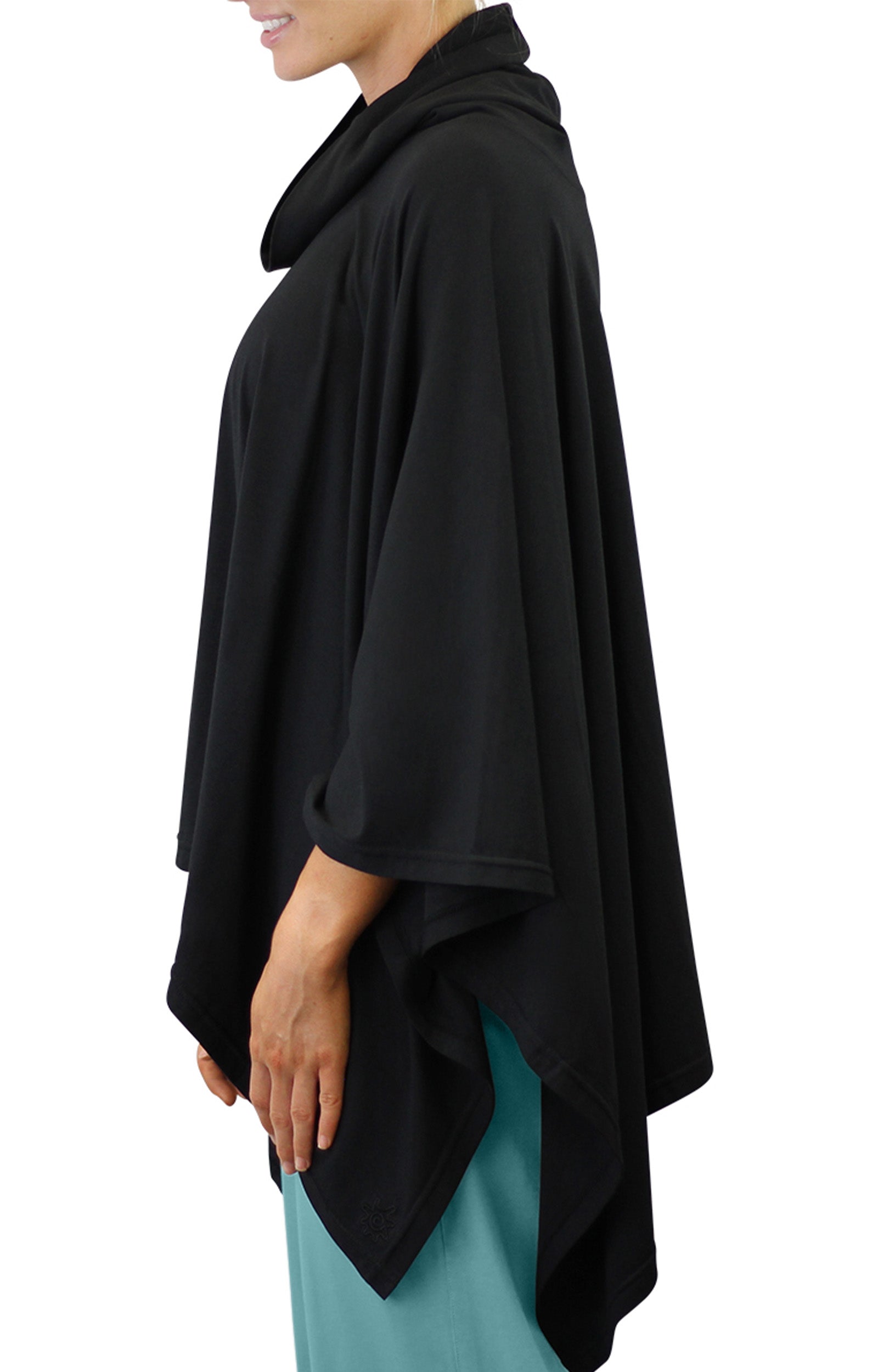 women's sun poncho in black|black