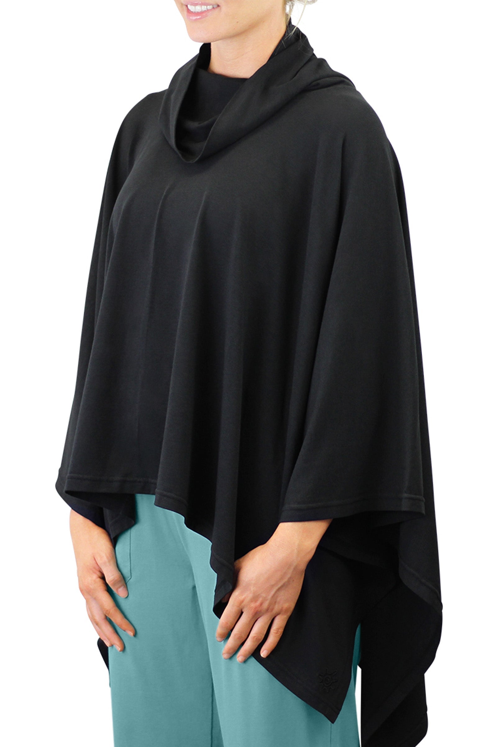 women's sun poncho in black|black