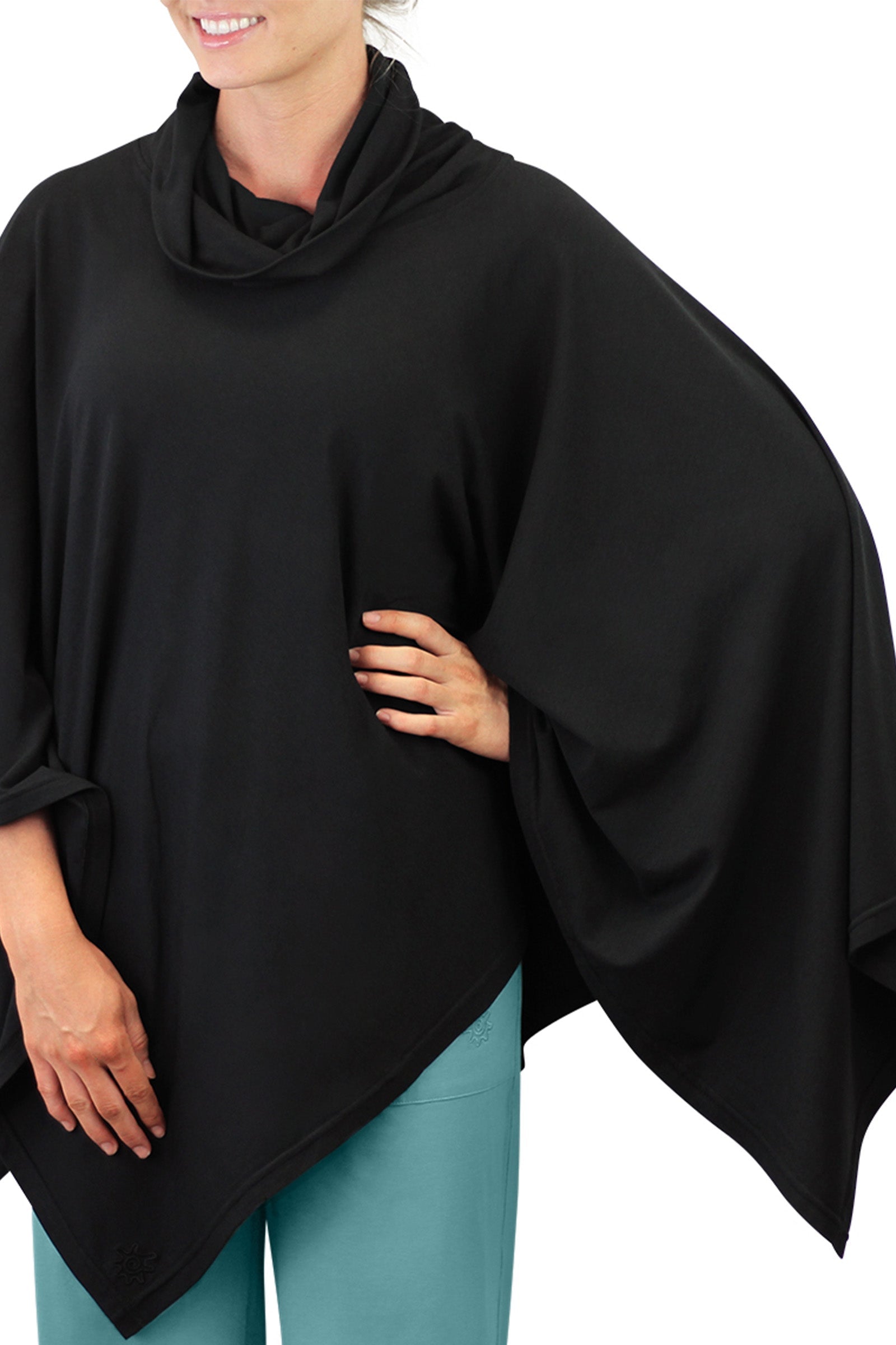 women's sun poncho in black|black