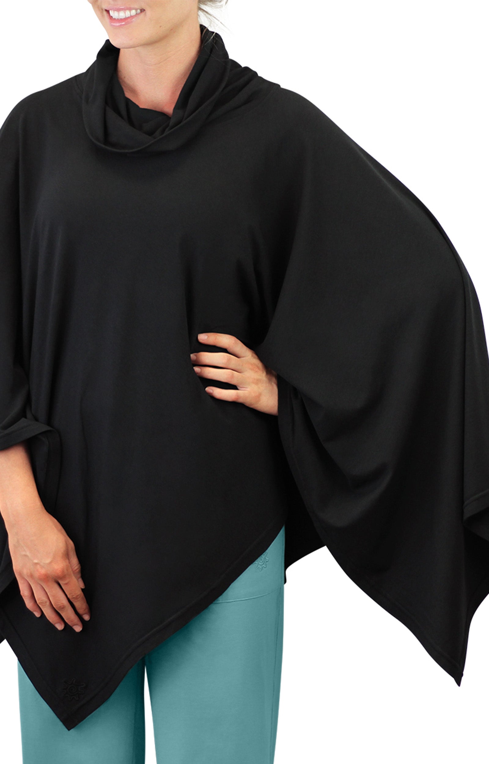 women's sun poncho in black|black