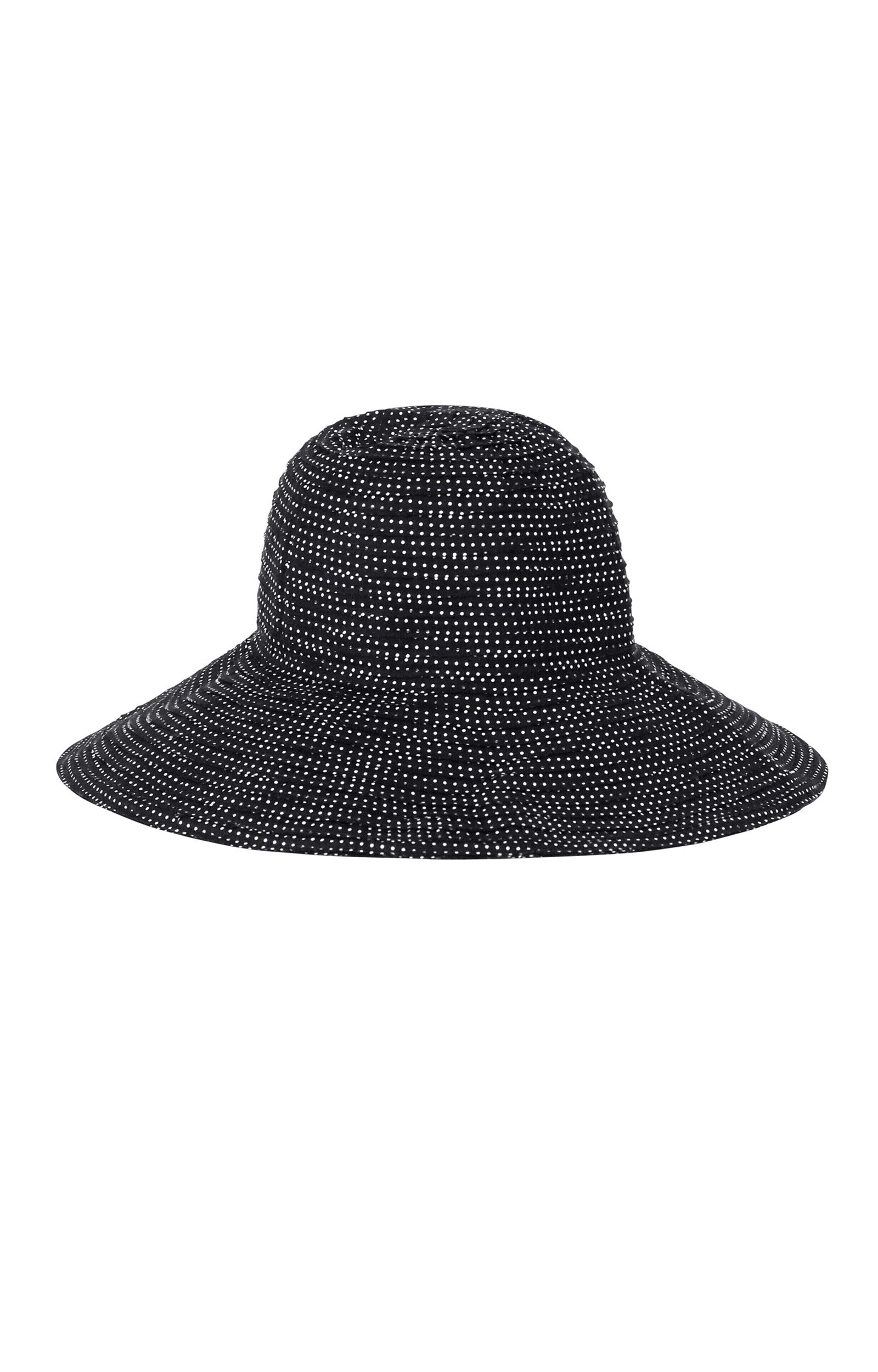 women's wide brim dot hat in black|black