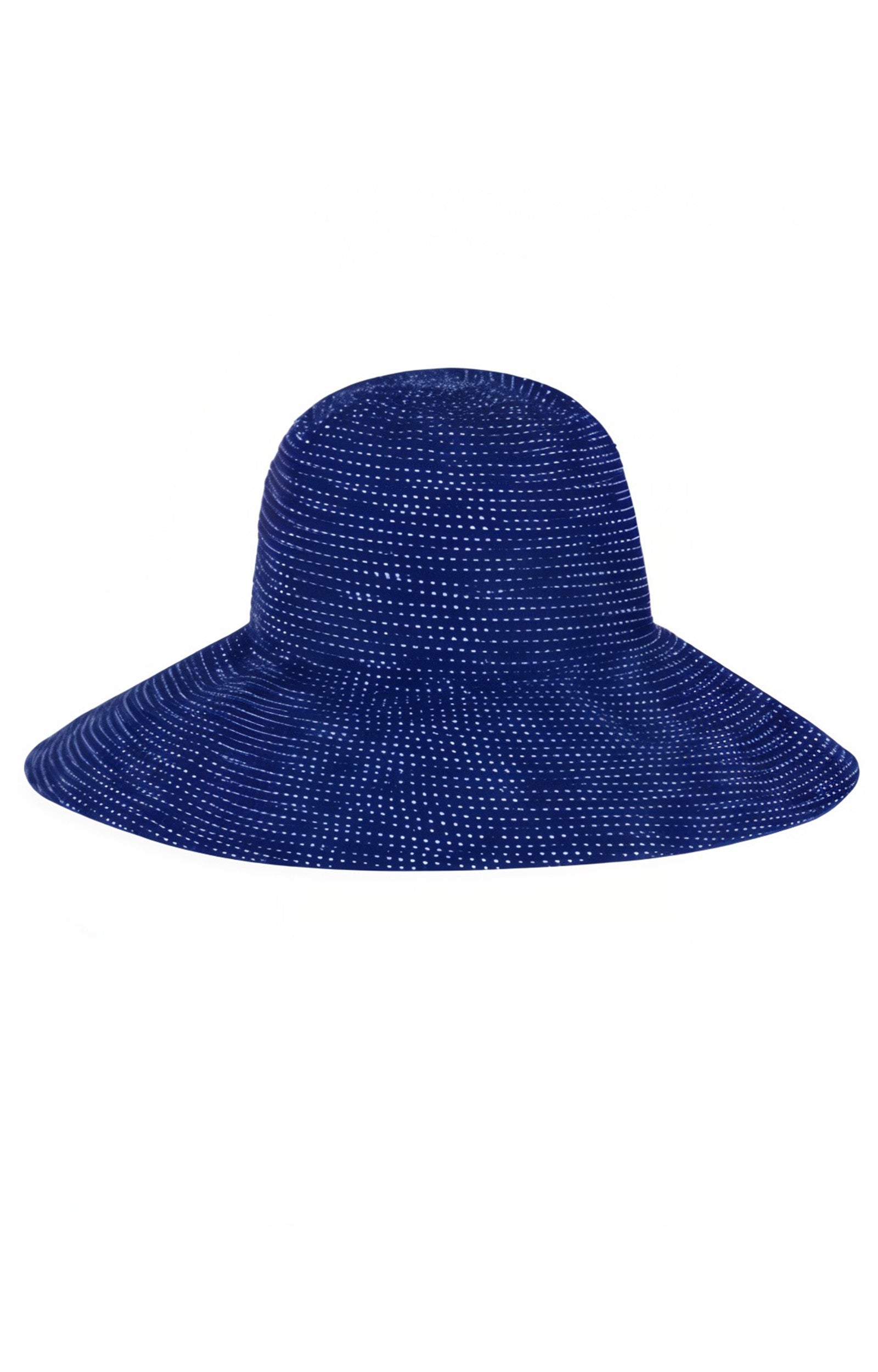 women's wide brim dot hat in navy|navy