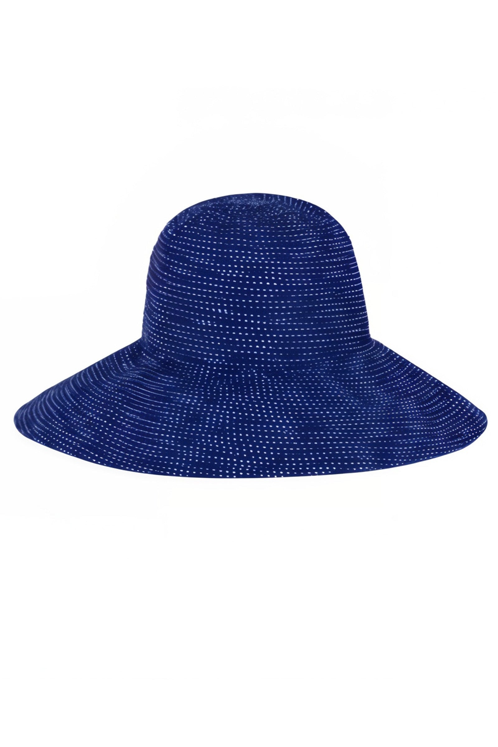 women's wide brim dot hat in navy|navy