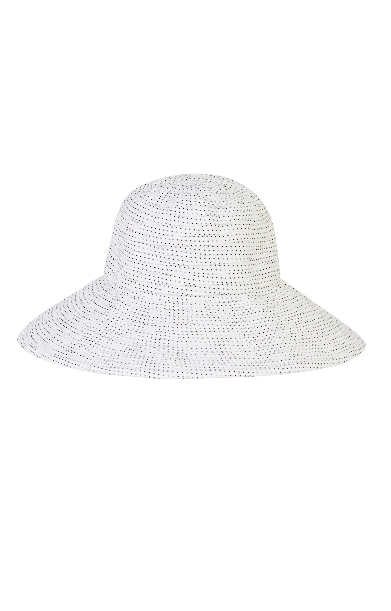 women's wide brim dot hat in white|white