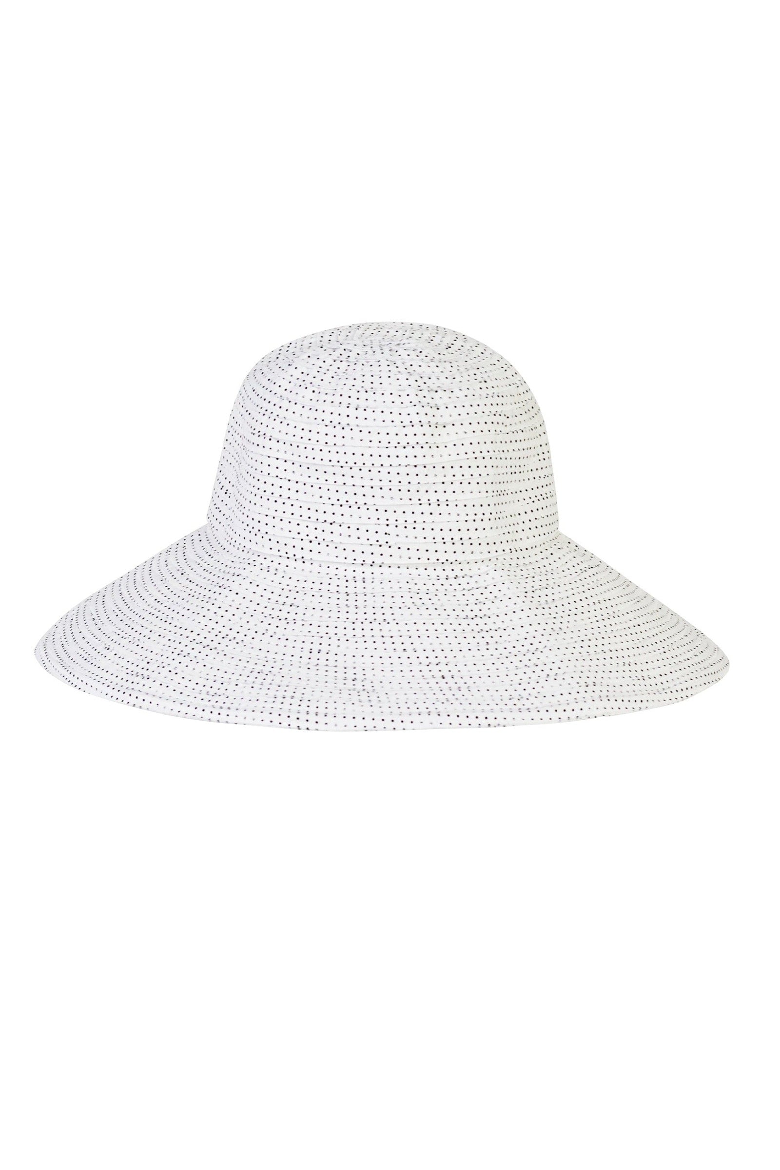 women's wide brim dot hat in white|white