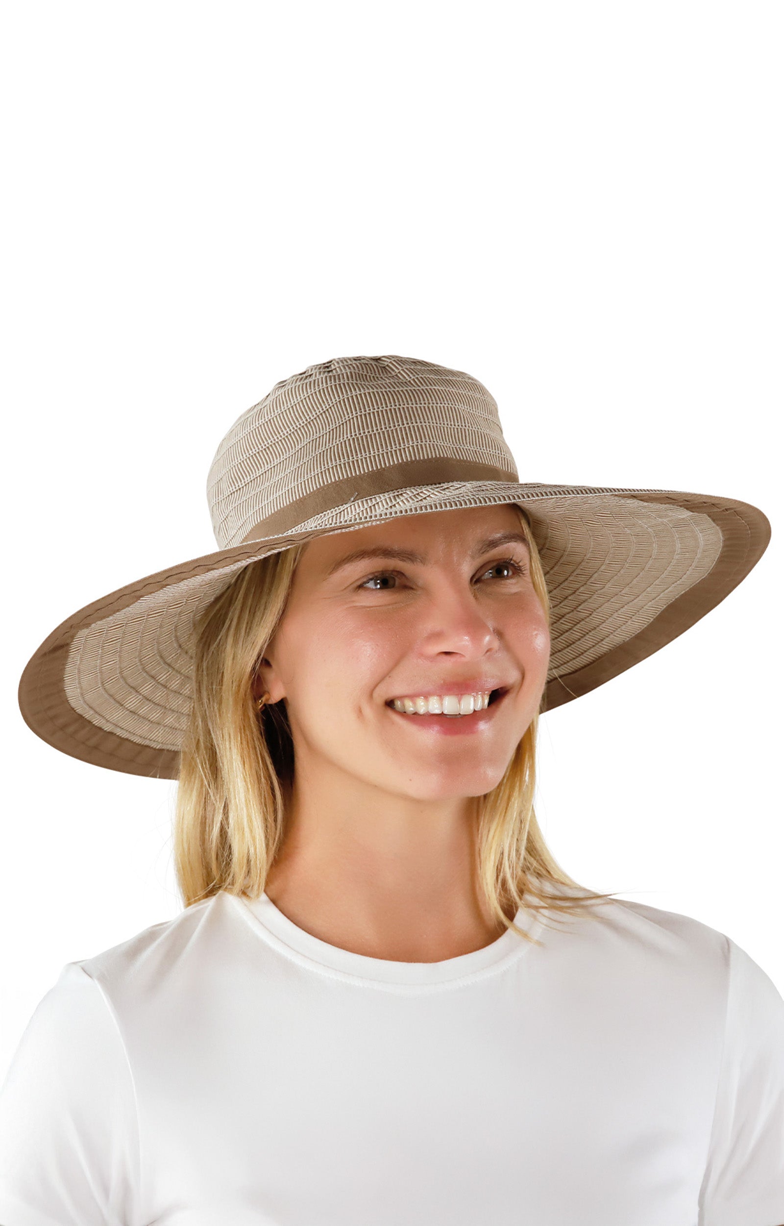 woman in brown pacifica hat|brown