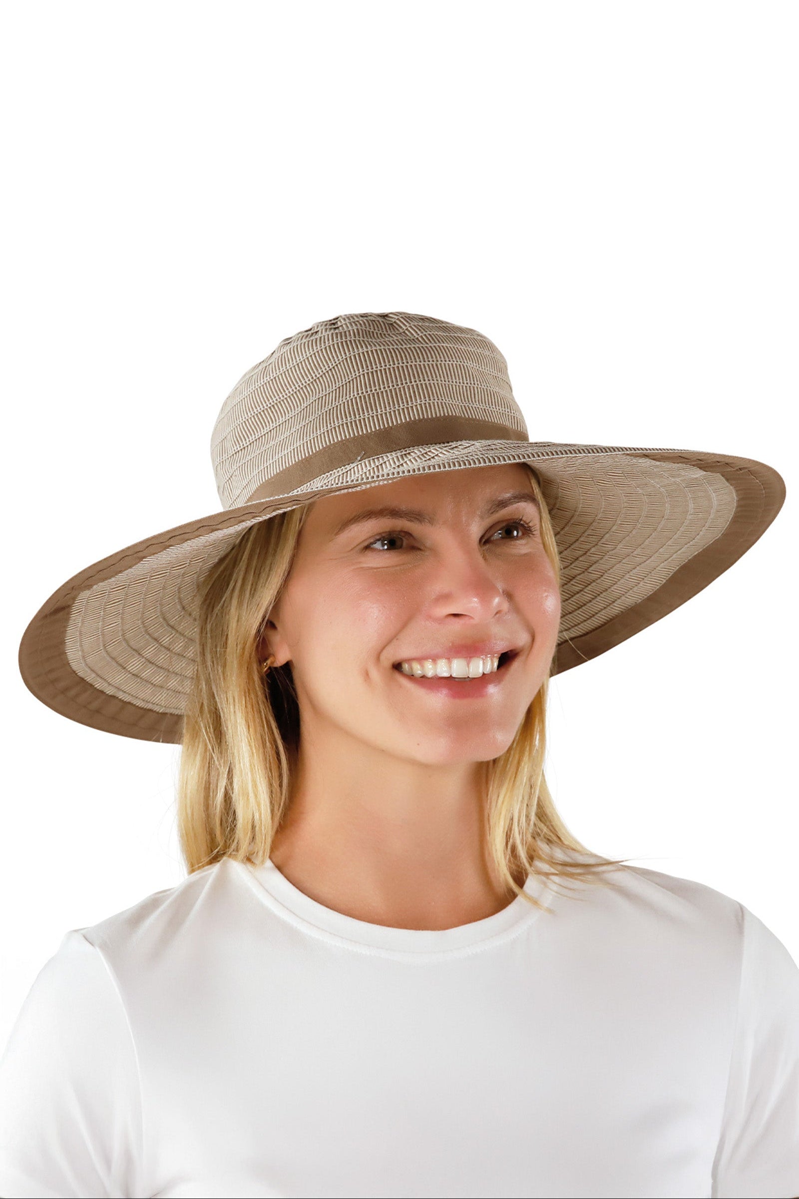 woman in brown pacifica hat|brown