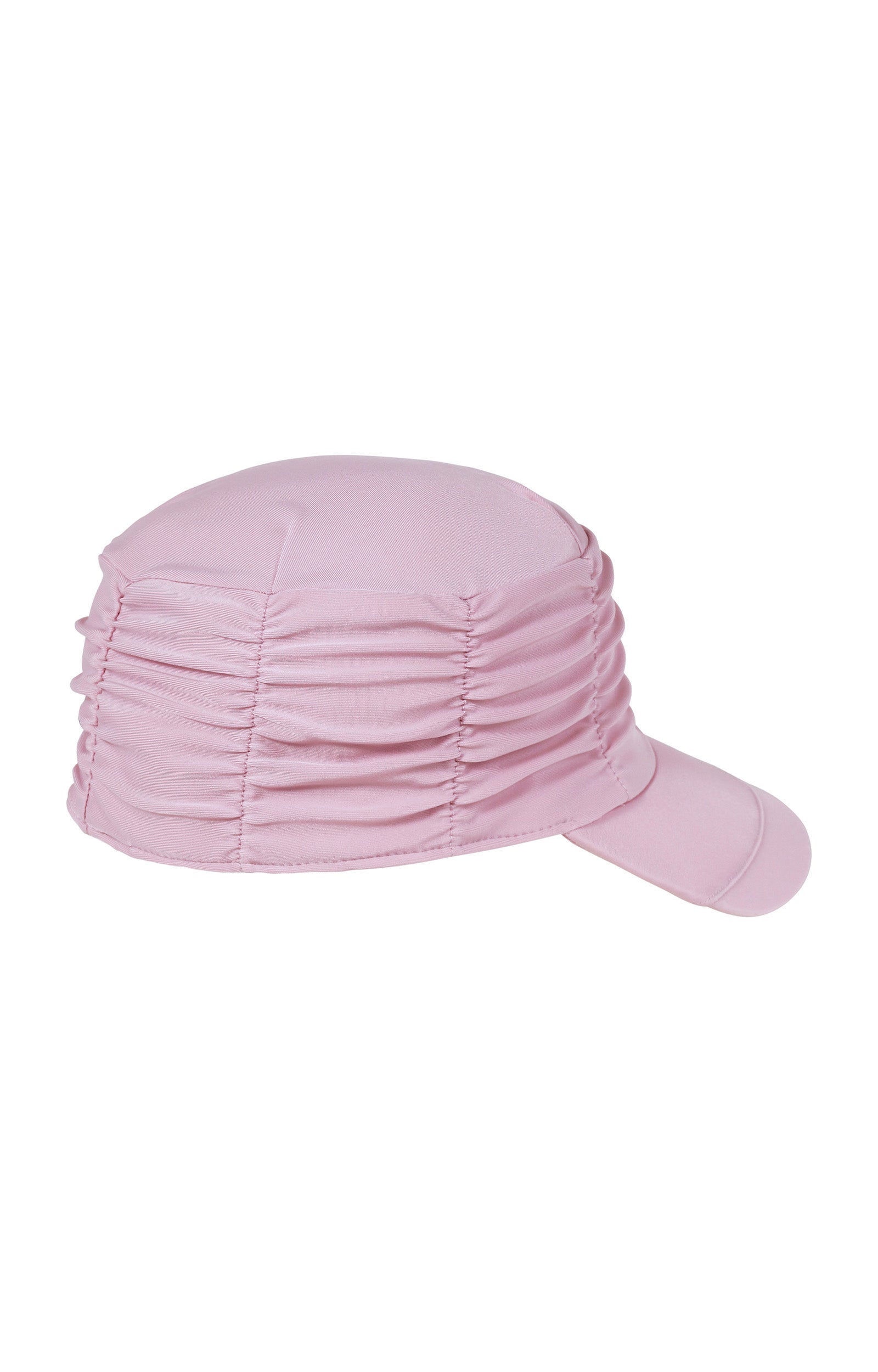 back view of women's ruched sun cap in lotus|lotus