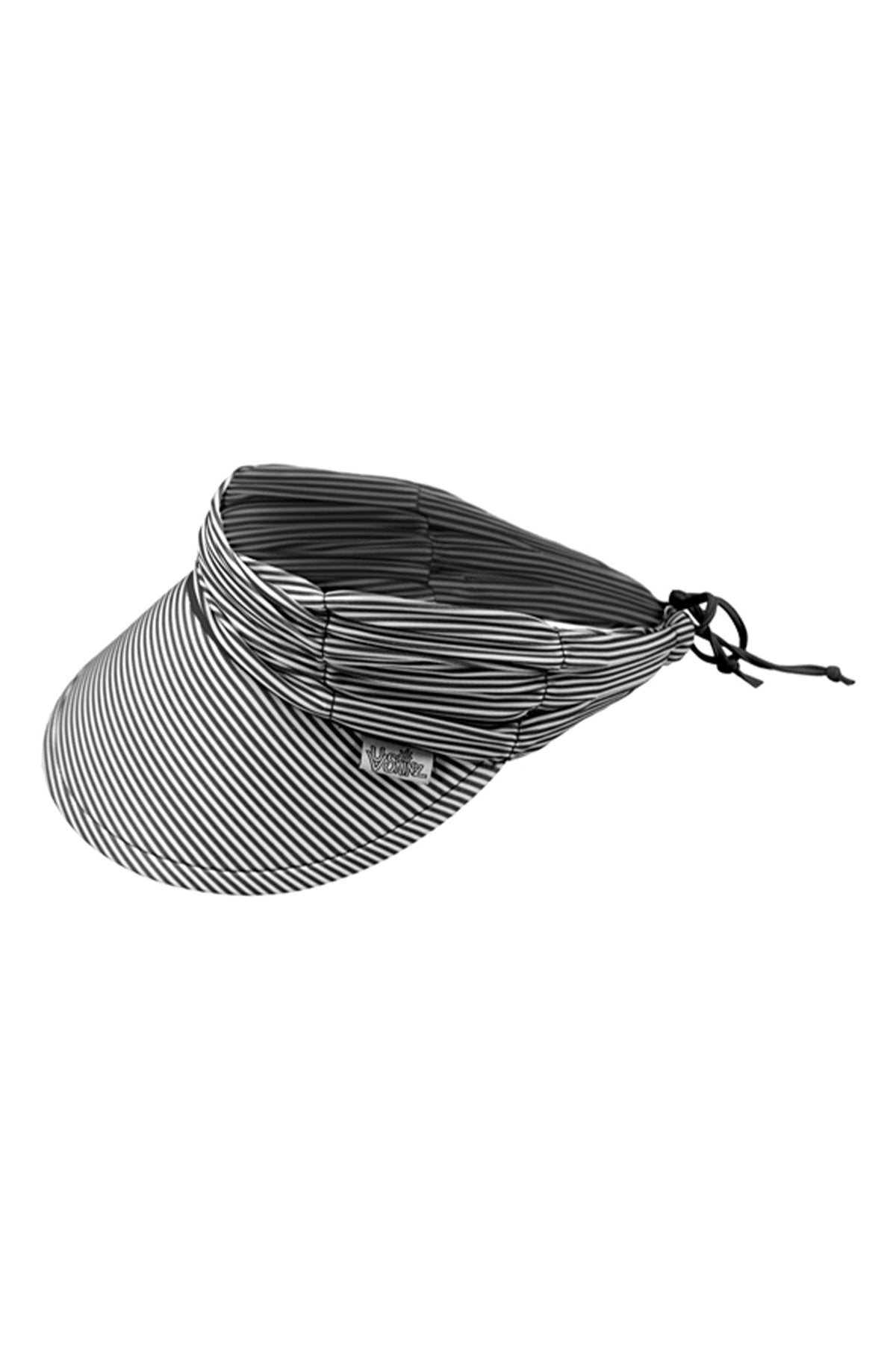 UV Skinz's women's swim visor in black stripes|black-stripes
