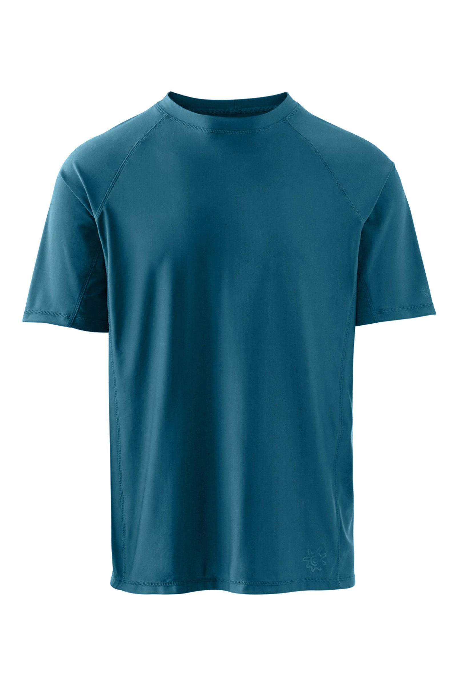 men's short sleeve swim shirt in dark teal|dark-teal