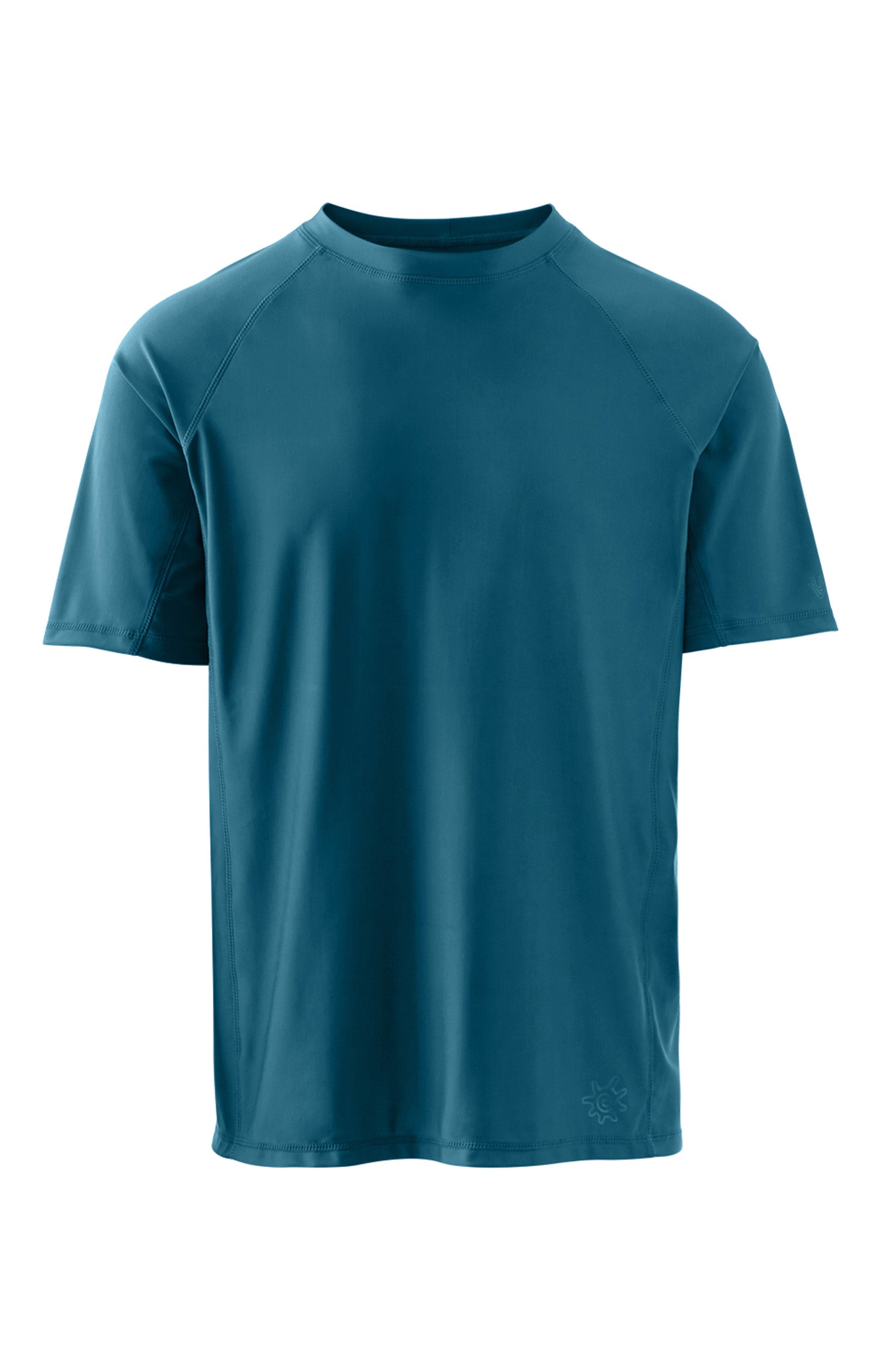 men's short sleeve swim shirt in dark teal|dark-teal