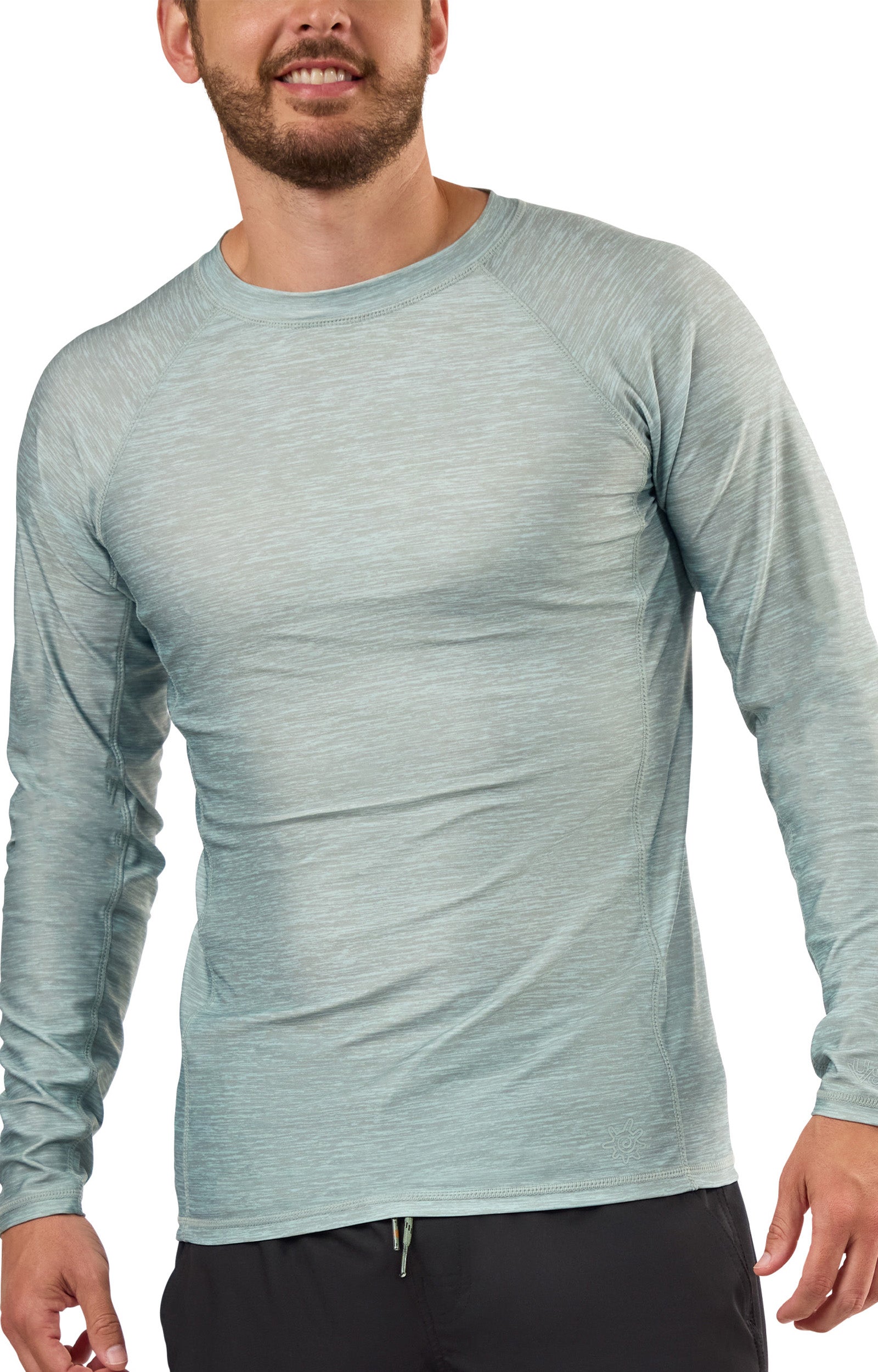 mens long sleeve crew sun & swim shirt|agave-jaspe