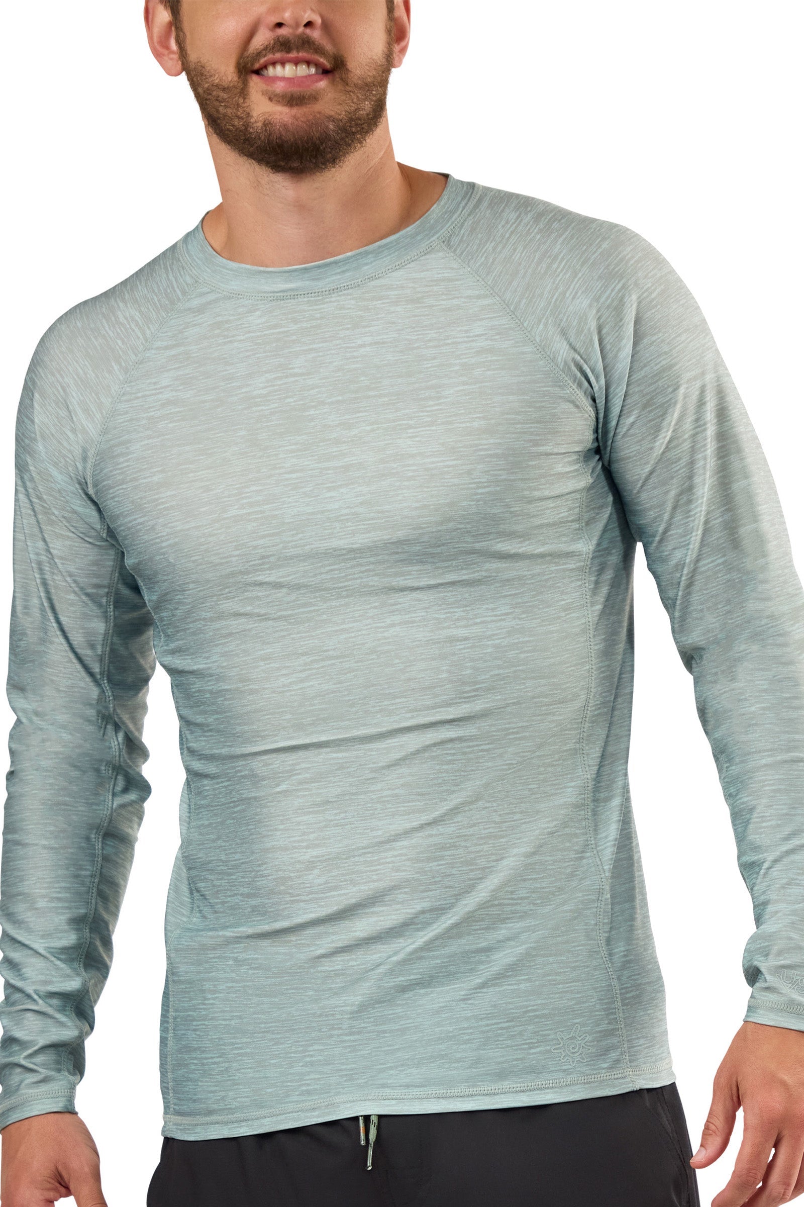 mens long sleeve crew sun & swim shirt|agave-jaspe