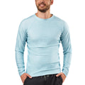 mens long sleeve crew sun & swim shirt|aquamarine-jaspe