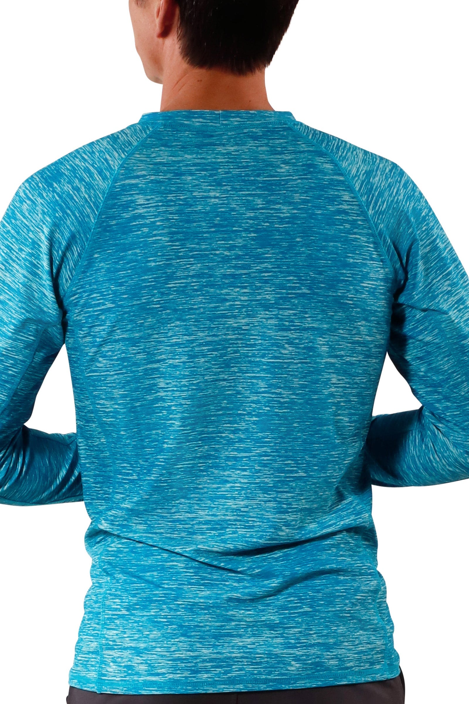 UV Skinz's men's long sleeve crew swim shirt in caribbean jaspe|caribbean-jaspe