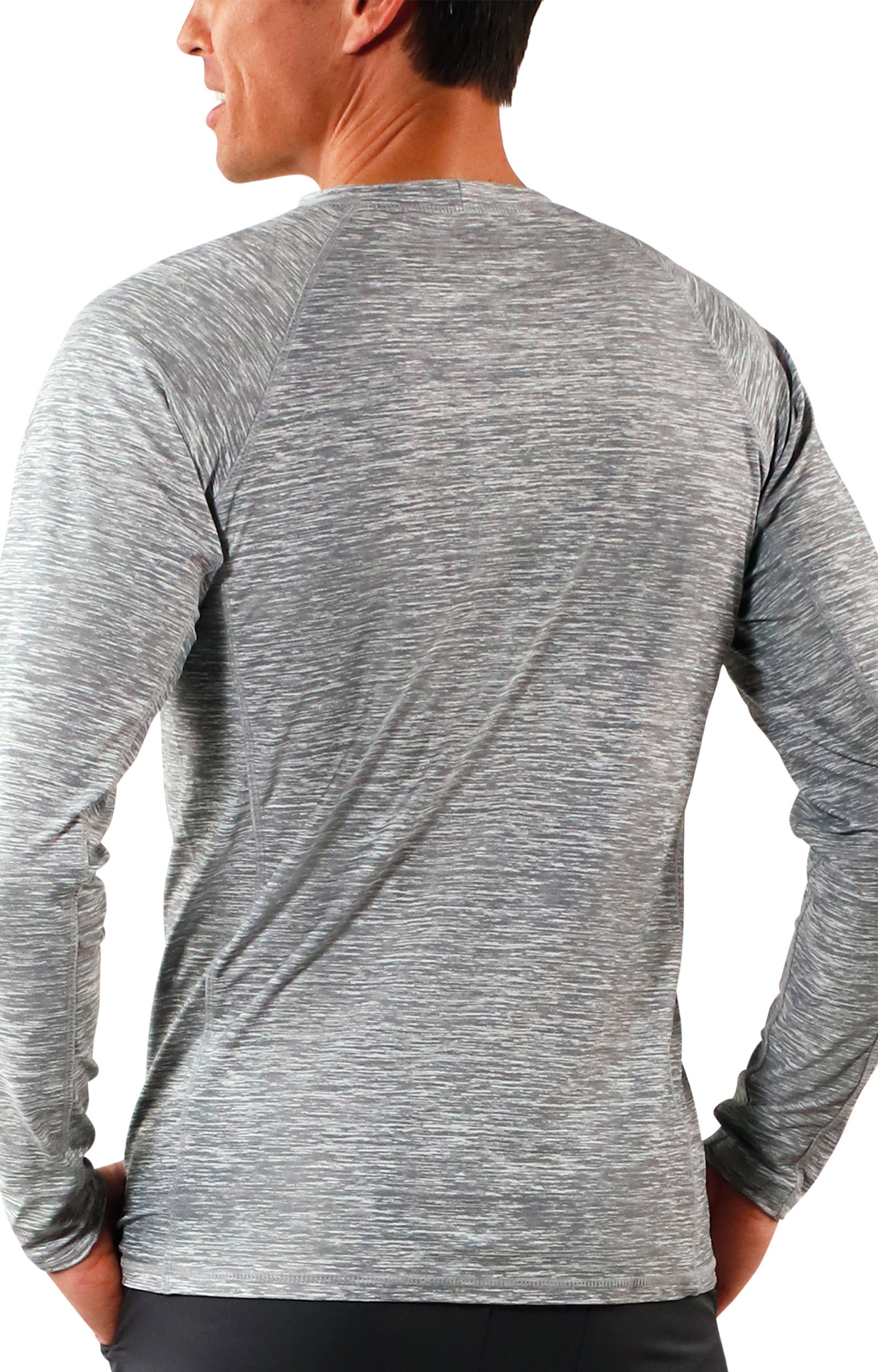 Men's long sleeve crew swim shirt in cool grey jaspe|cool-grey-jaspe