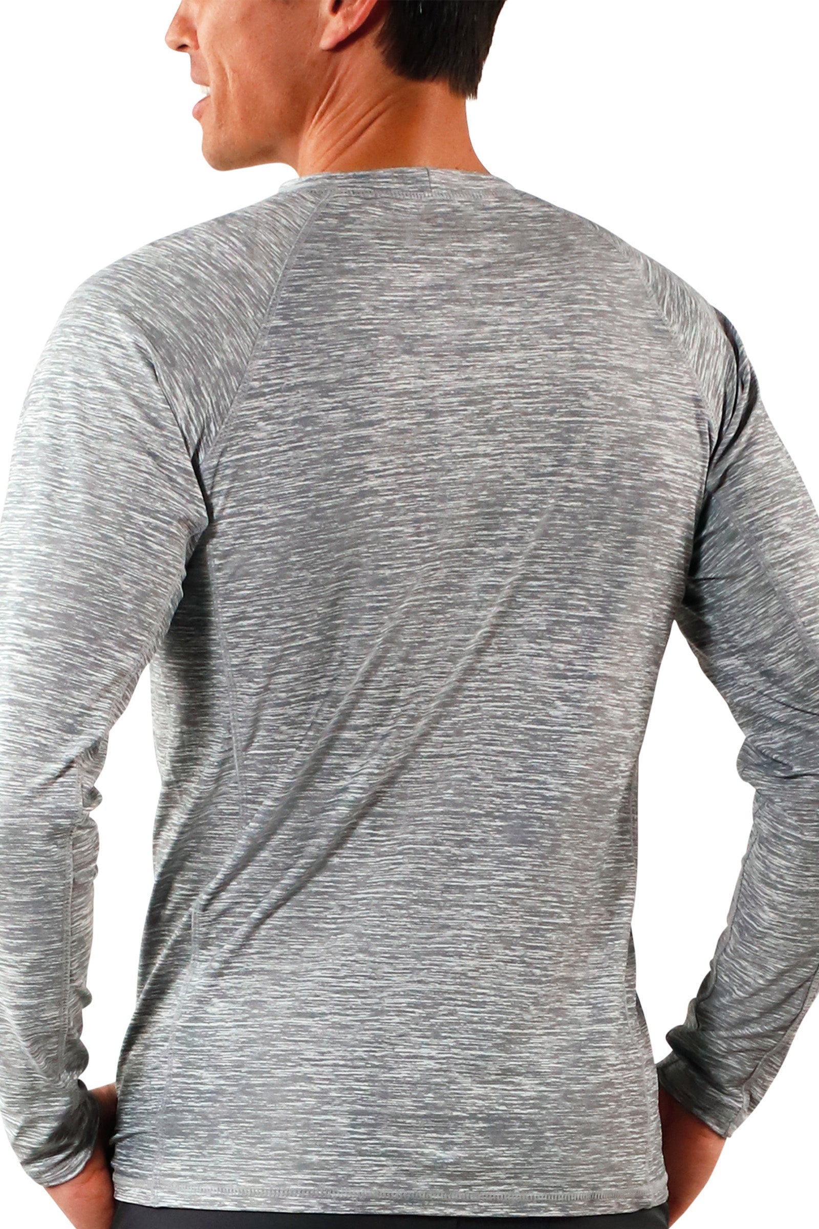 Men's long sleeve crew swim shirt in cool grey jaspe|cool-grey-jaspe
