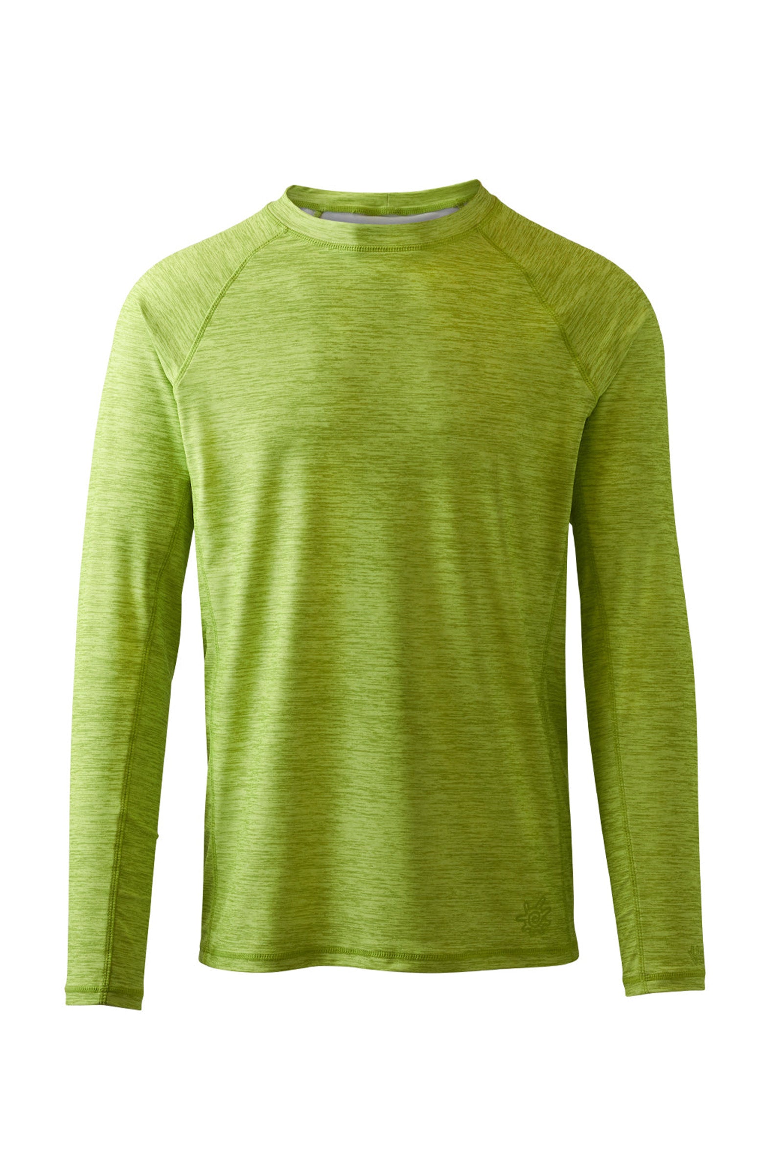 men's long sleeve crew swim shirt in electric green jaspe