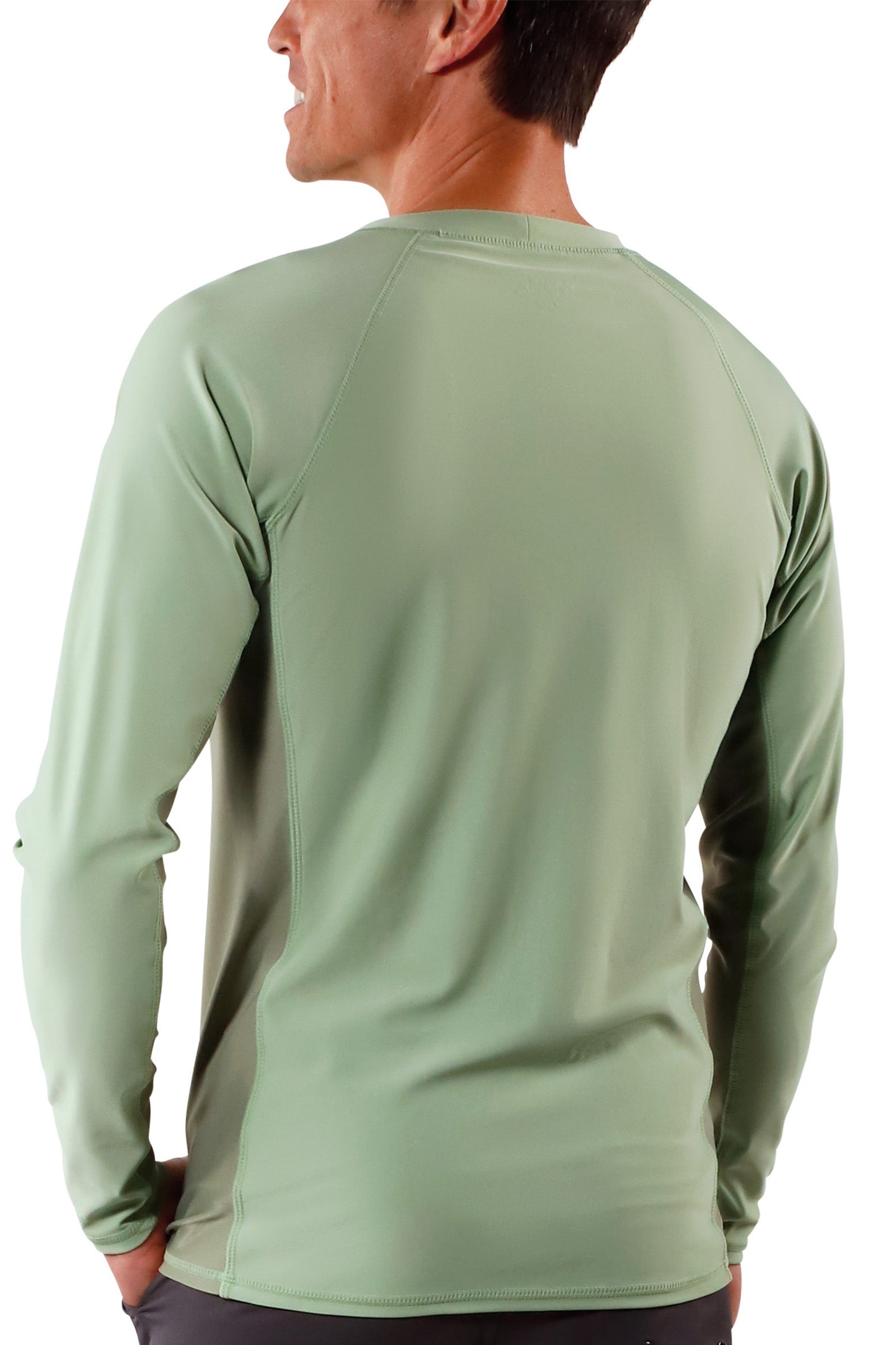men's long sleeve crew swim shirt in sage washed olive|sage-washed-olive
