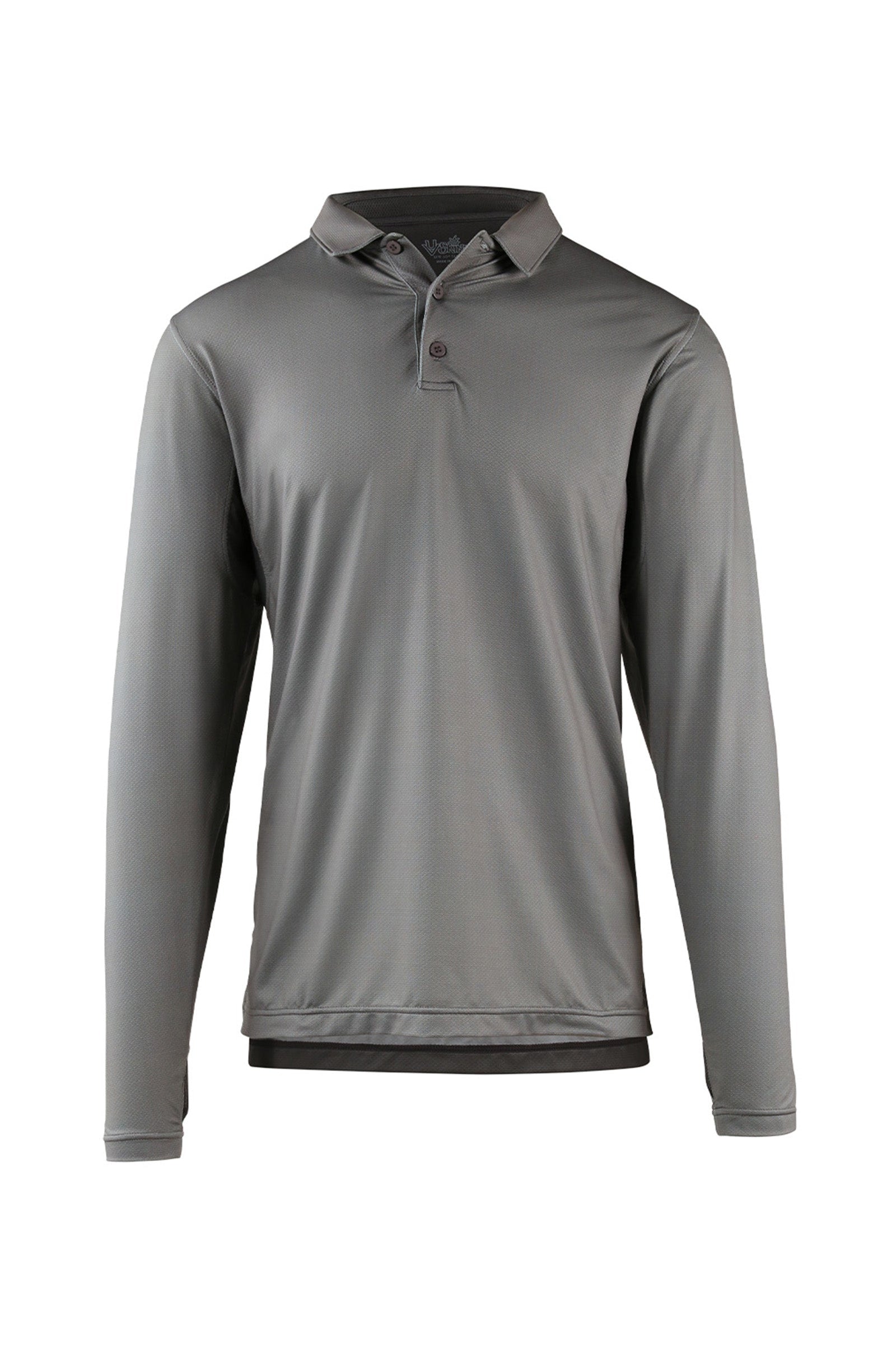 mens long sleeve performance polo shirt in grey links|grey-links