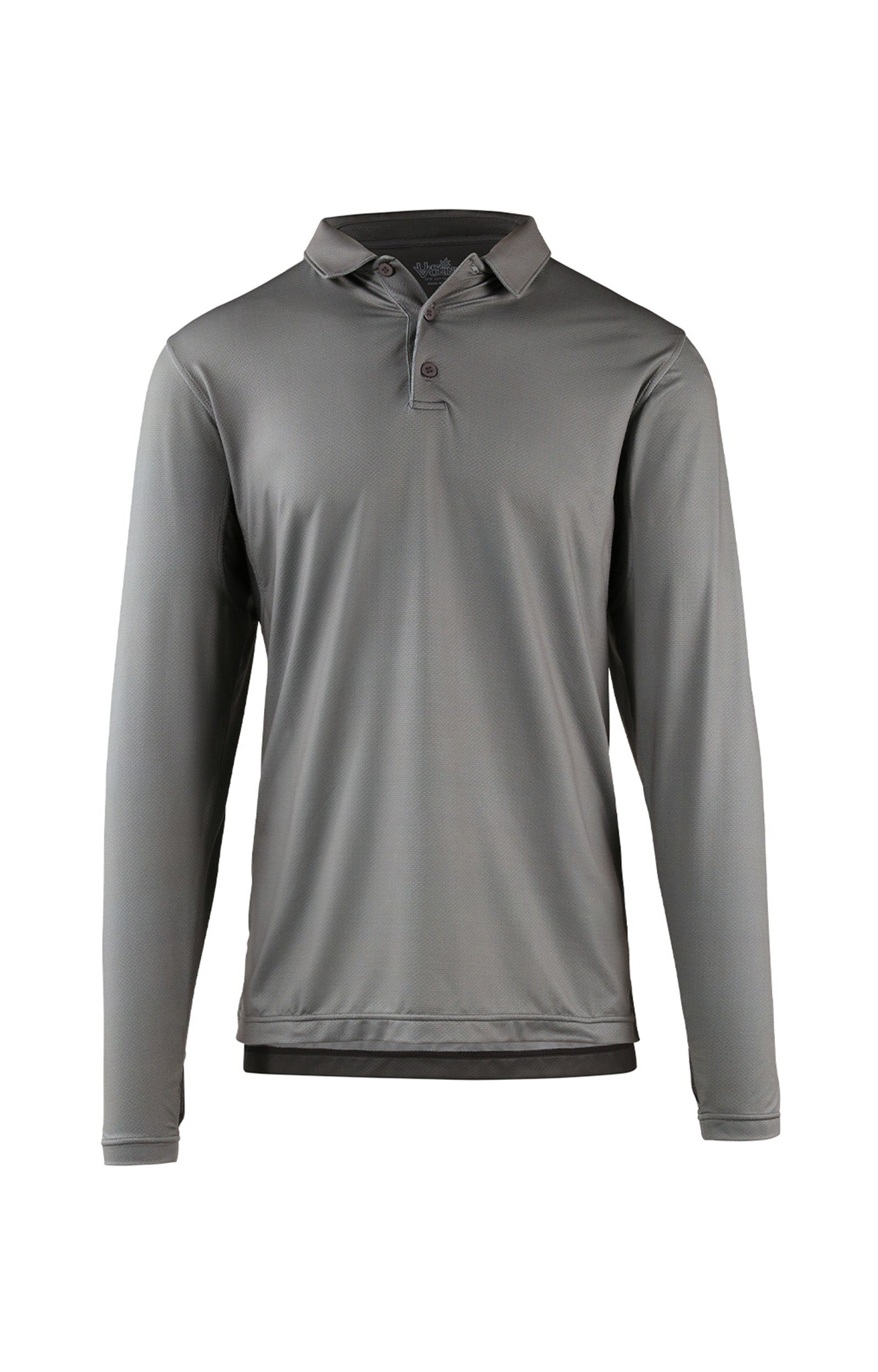 mens long sleeve performance polo shirt in grey links|grey-links