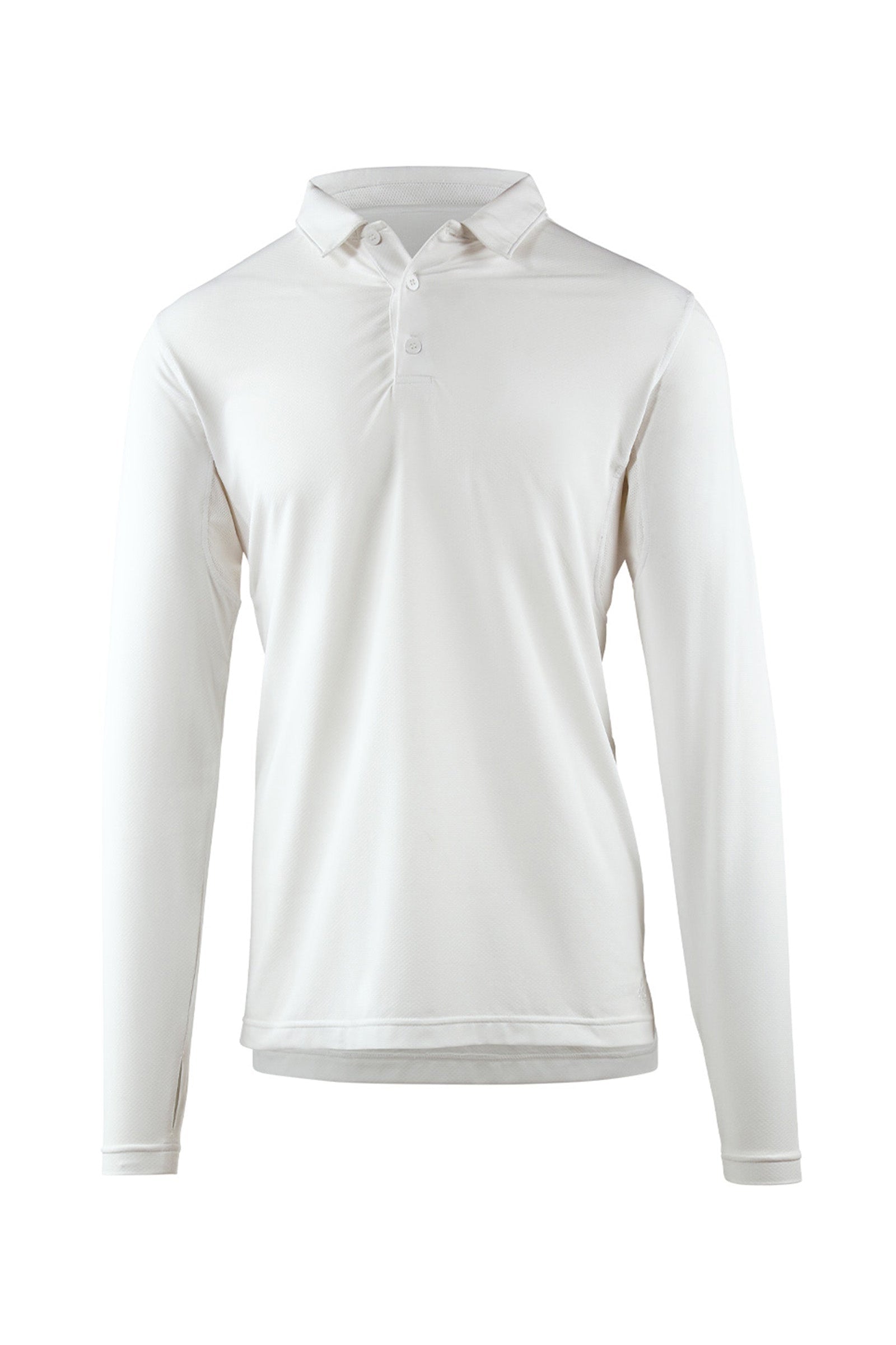 mens long sleeve performance polo shirt in white|white
