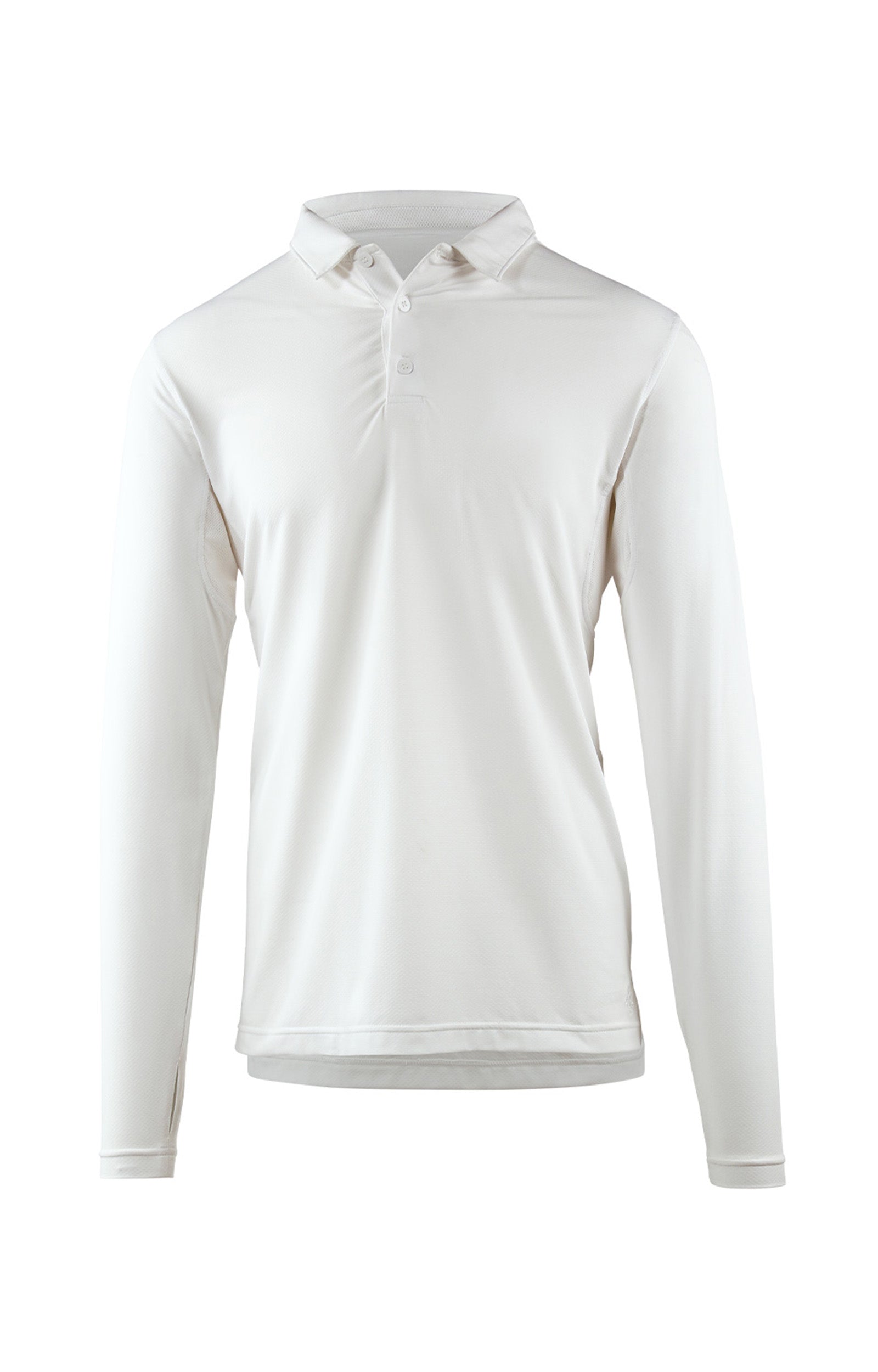 mens long sleeve performance polo shirt in white|white