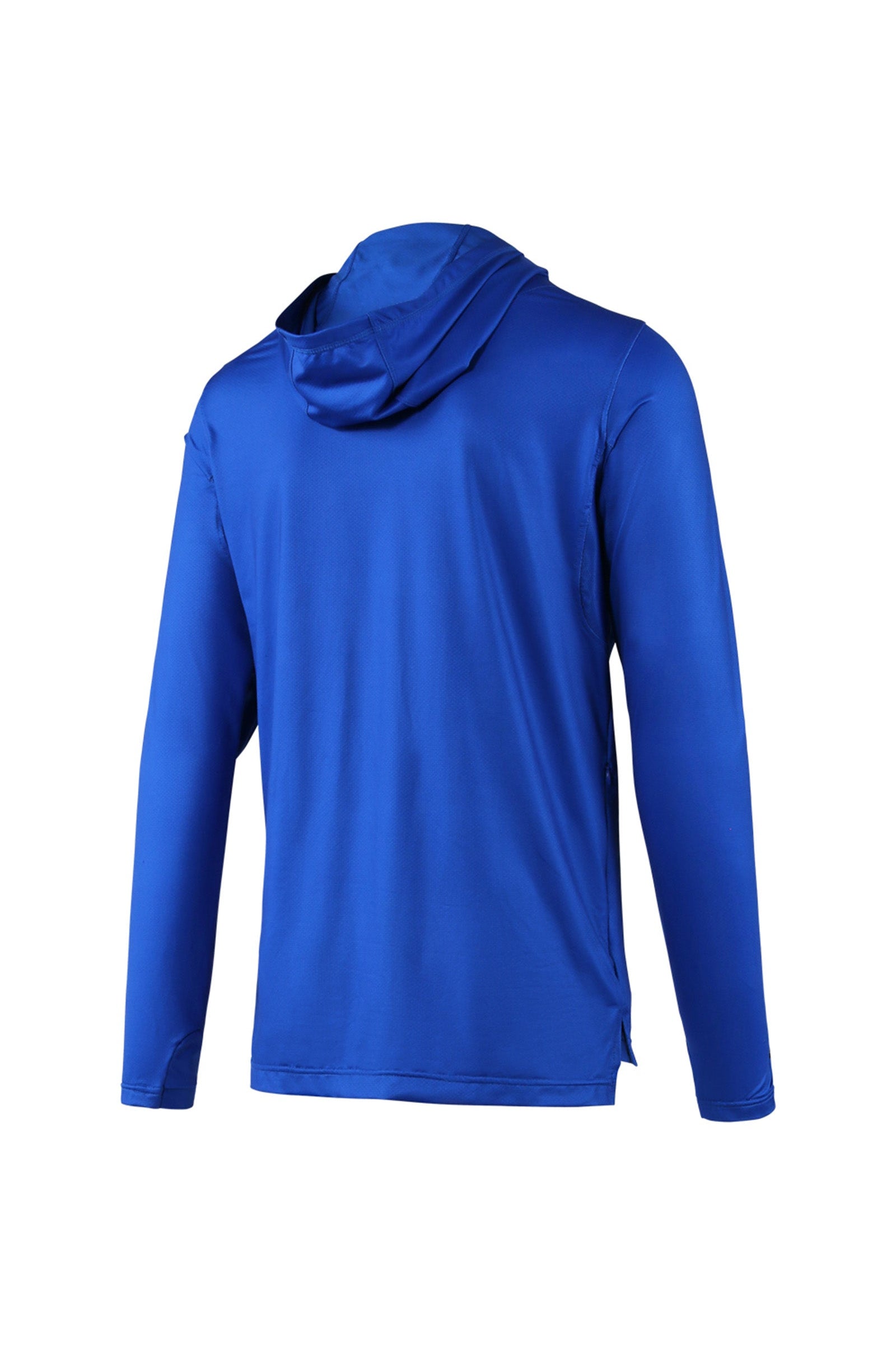 back view of mens workwear sun performance hoodie in deep sea|deep-sea