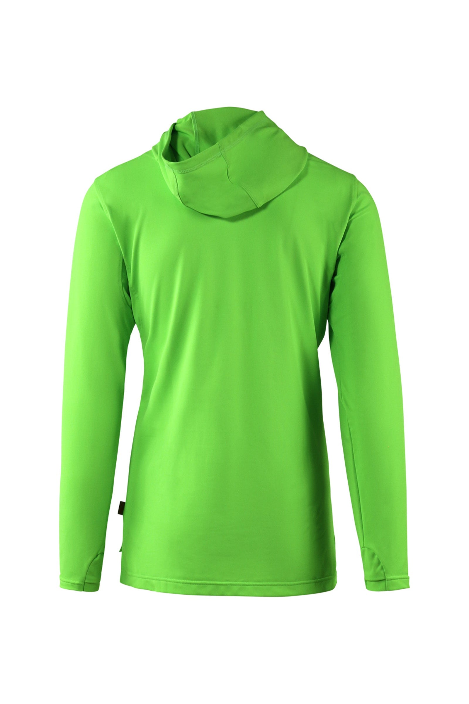 back view of mens workwear sun performance hoodie in neon green|neon-green