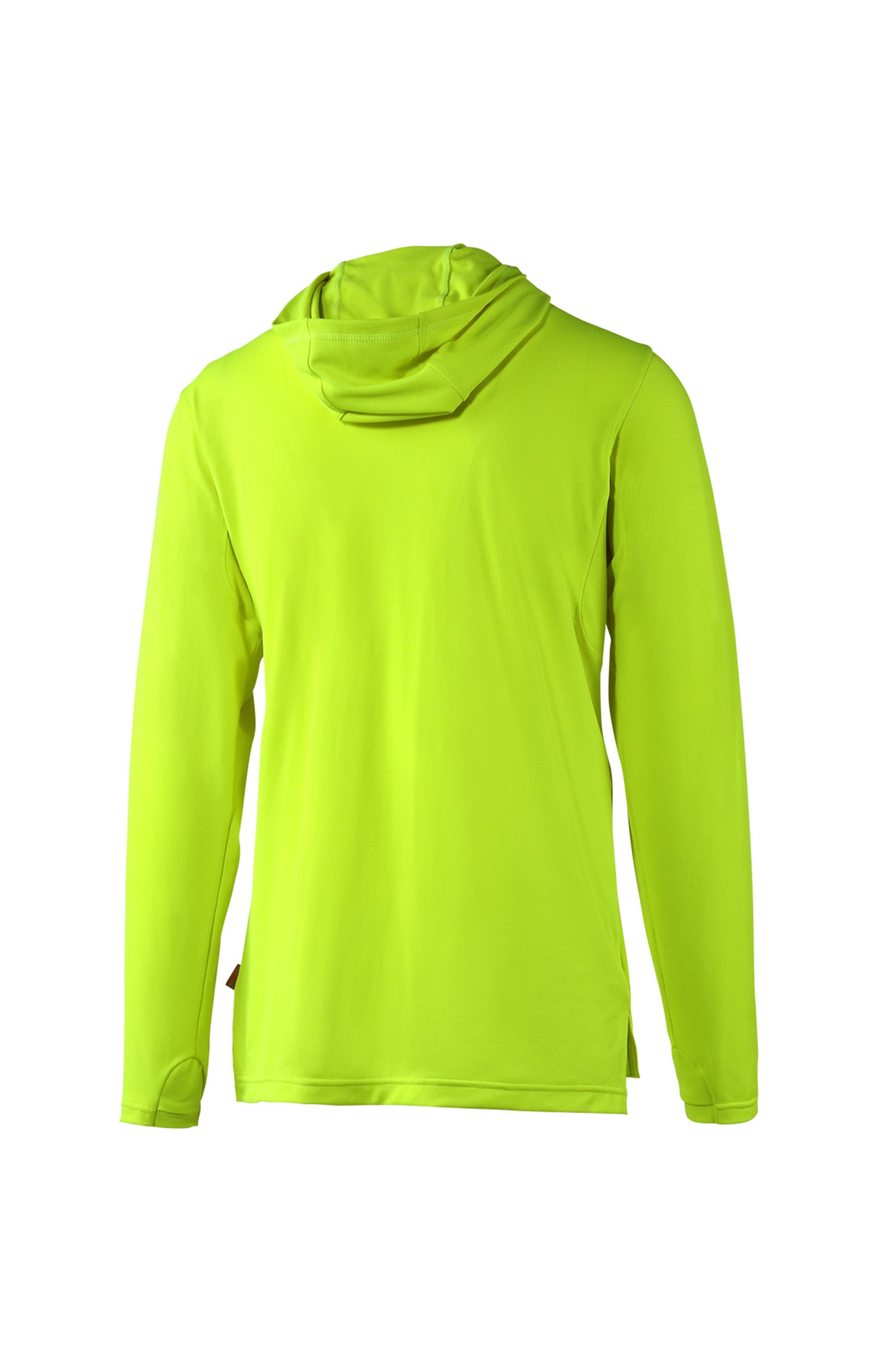 back view of mens workwear sun performance hoodie in neon yellow|neon-yellow