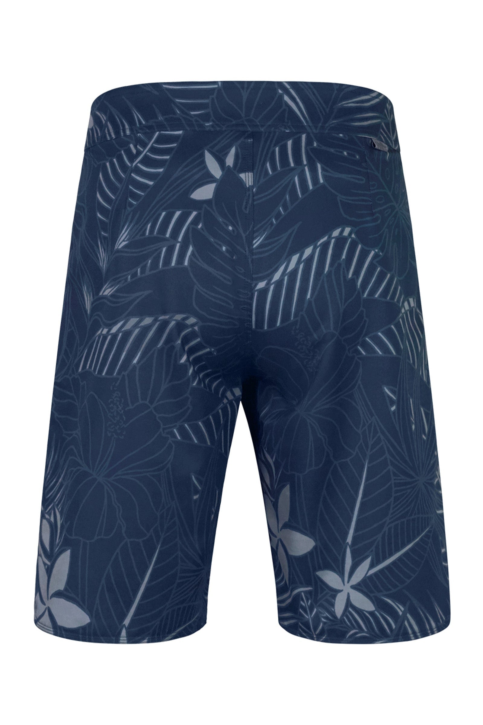 back of the men's board shorts in midnight oasis|midnight-oasis