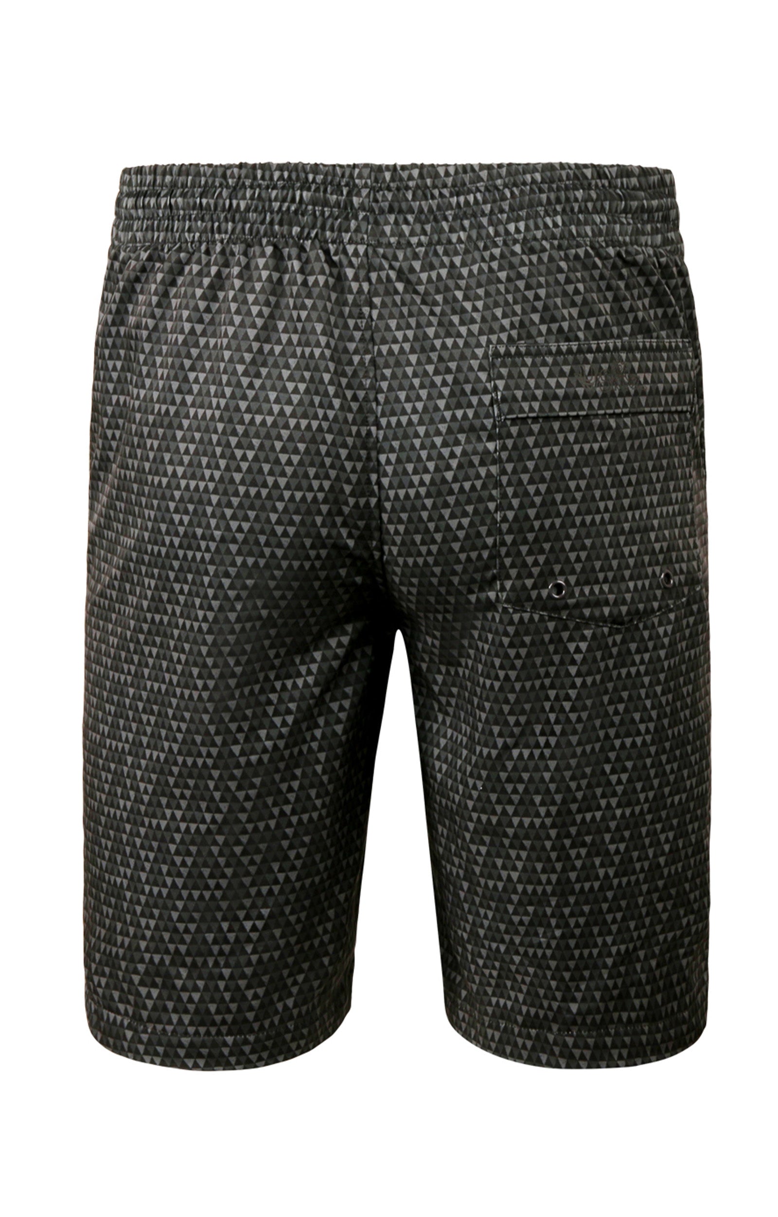 back of the men's classic trunks in black pyramid geo|black-pyramid-geo