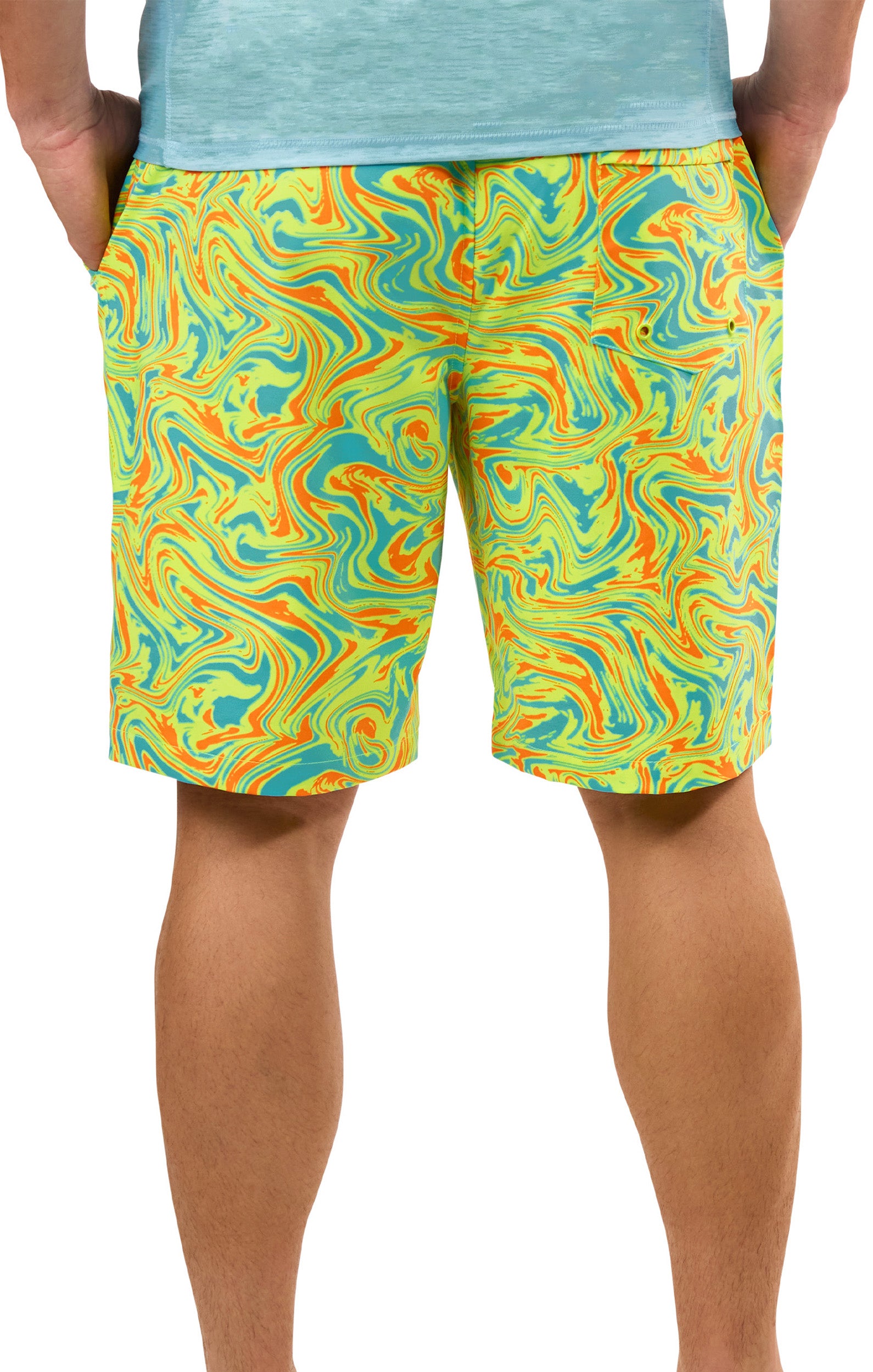 back view of mens classic trunks|neon-marble