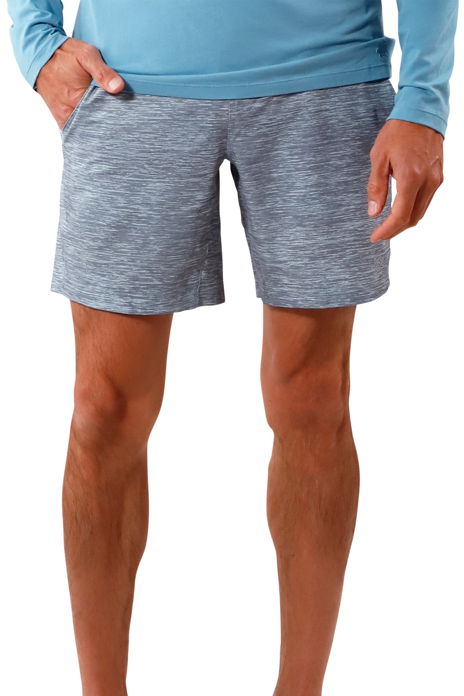 men's swim shorts with built in liner in dusty blue jaspe|dusty-blue-jaspe