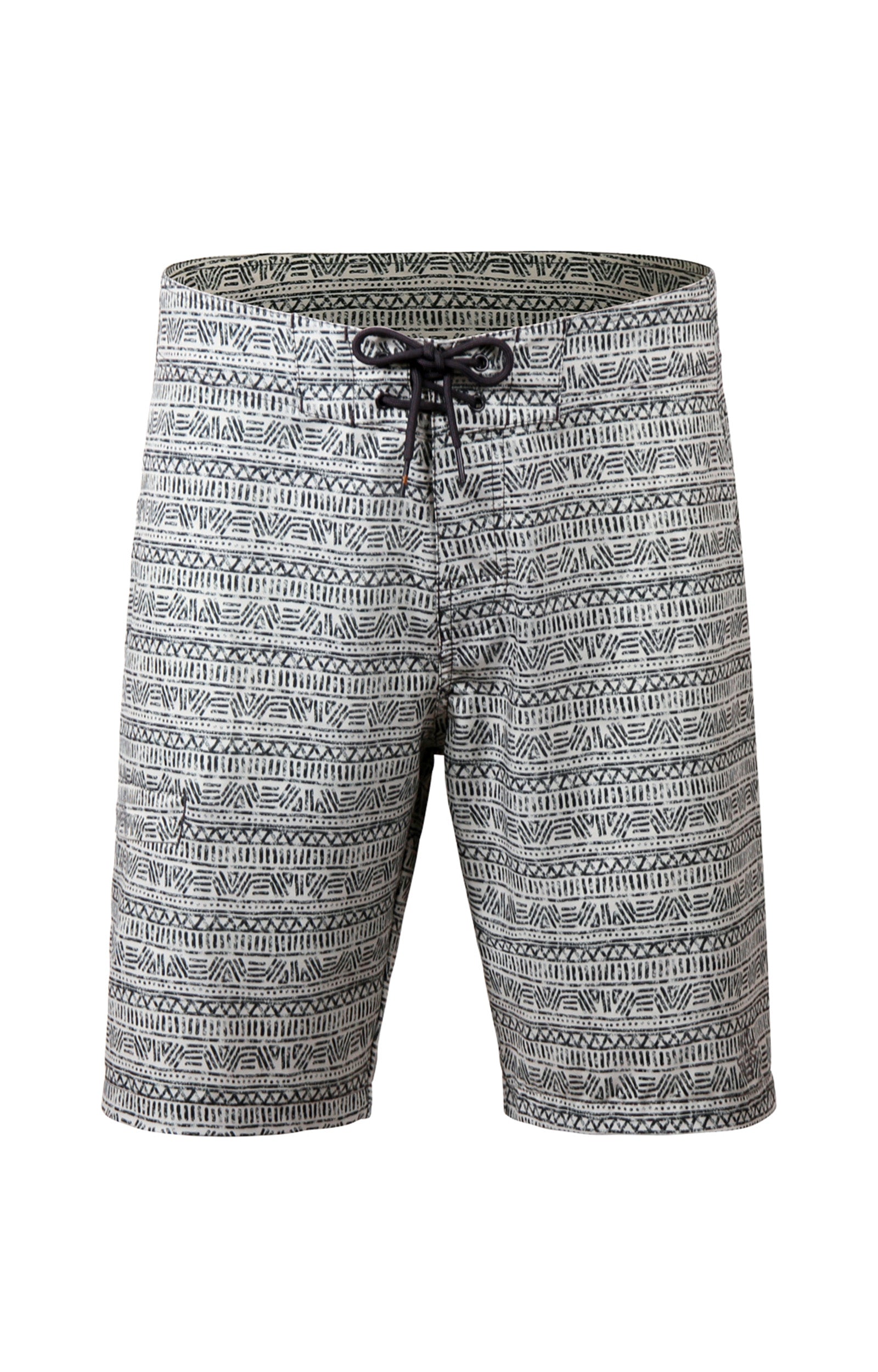 UV Skinz Mens 9In Board Shorts Front View in Cool Grey Aztec Stripe|cool-grey-aztec-stripe