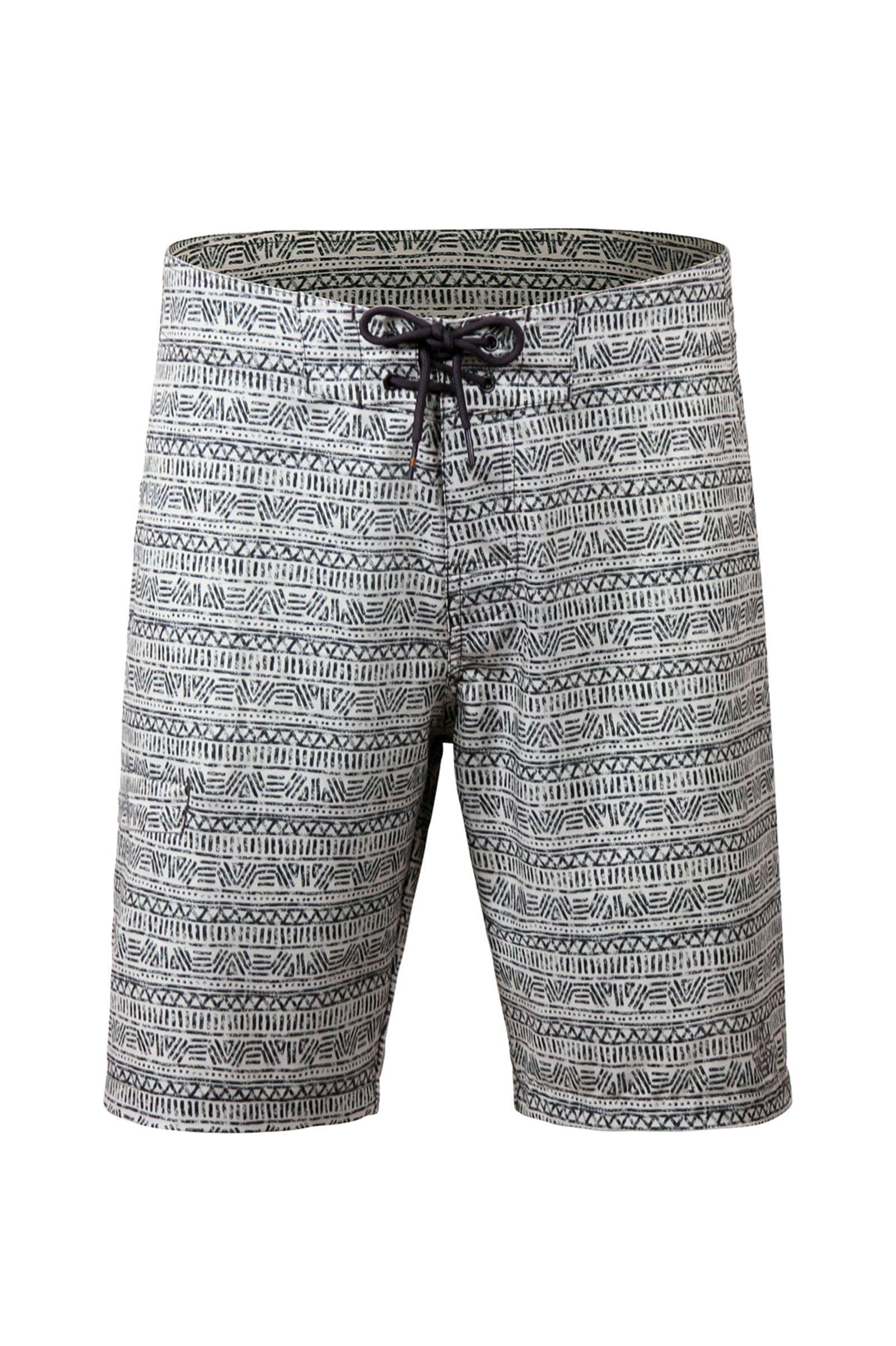UV Skinz Mens 9In Board Shorts Front View in Cool Grey Aztec Stripe|cool-grey-aztec-stripe