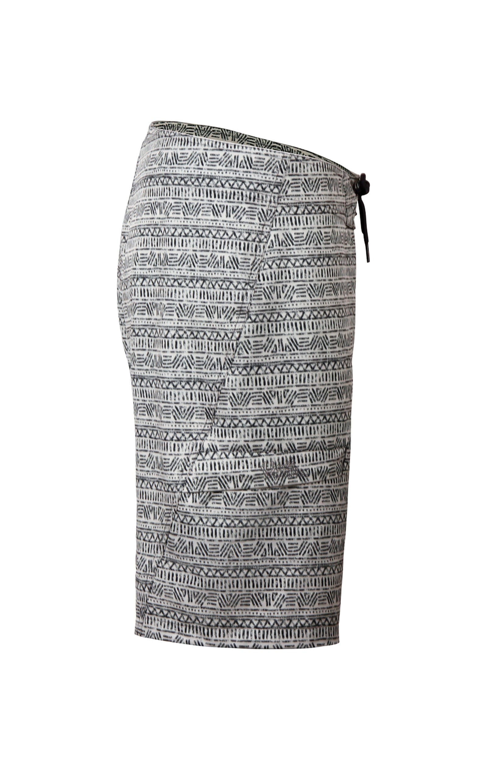 UV Skinz Mens 9In Board Shorts SideView in Cool Grey Aztec Stripe|cool-grey-aztec-stripe