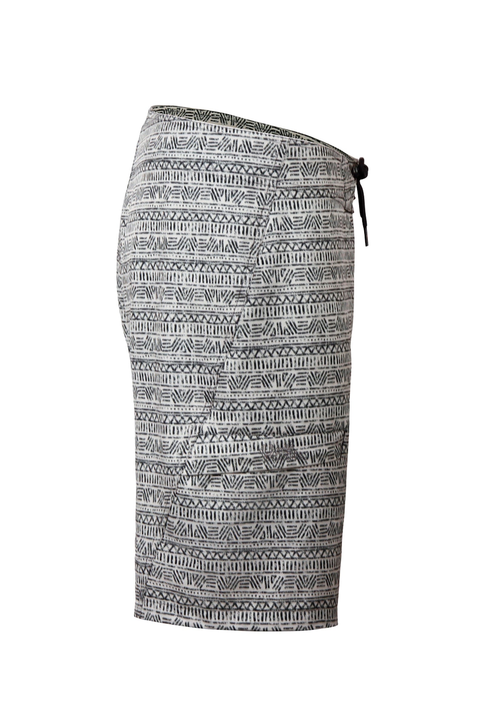UV Skinz Mens 9In Board Shorts SideView in Cool Grey Aztec Stripe|cool-grey-aztec-stripe