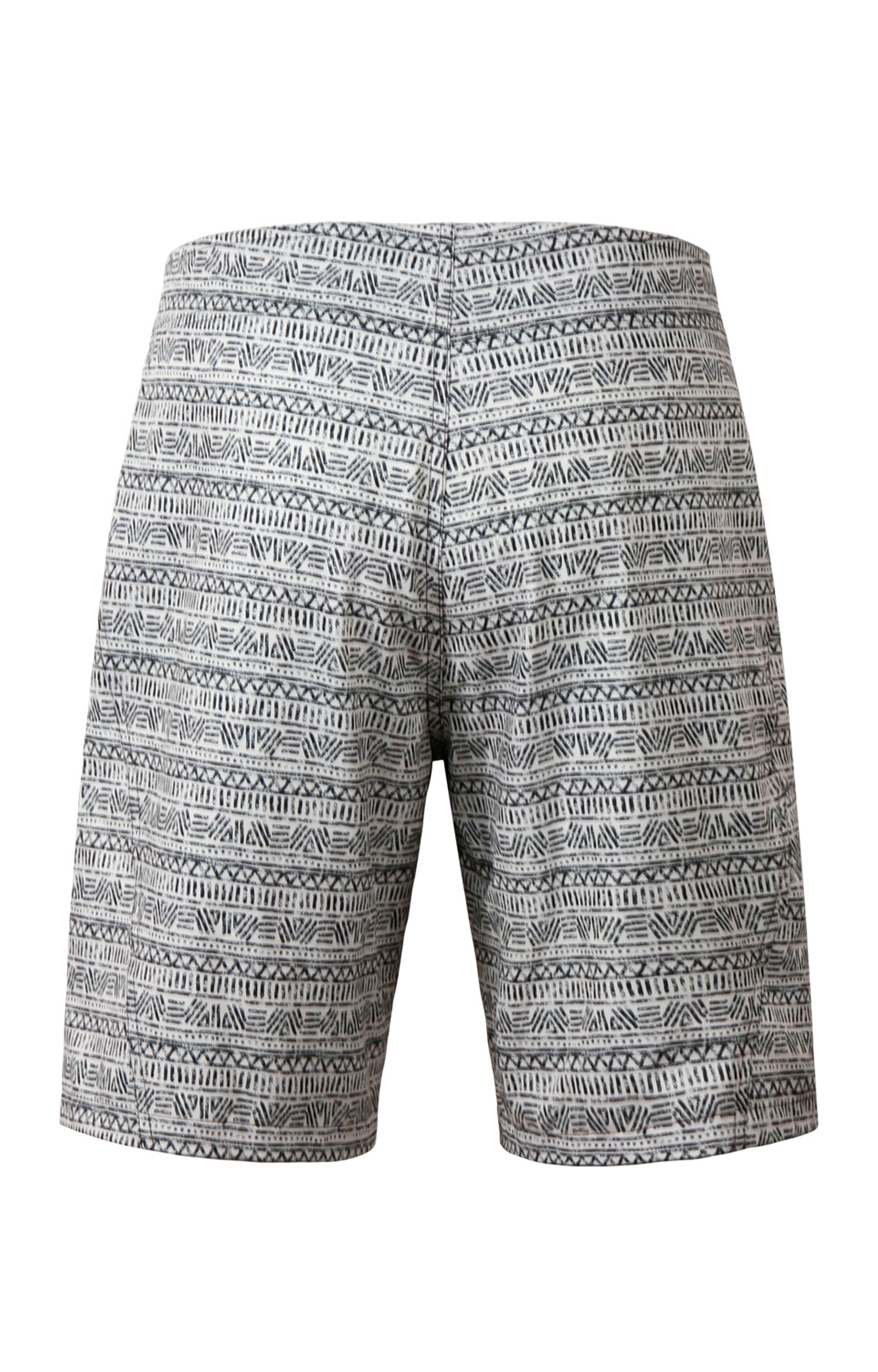 UV Skinz Mens 9In Board Shorts Back View Cool Grey Aztec inStripe|cool-grey-aztec-stripe