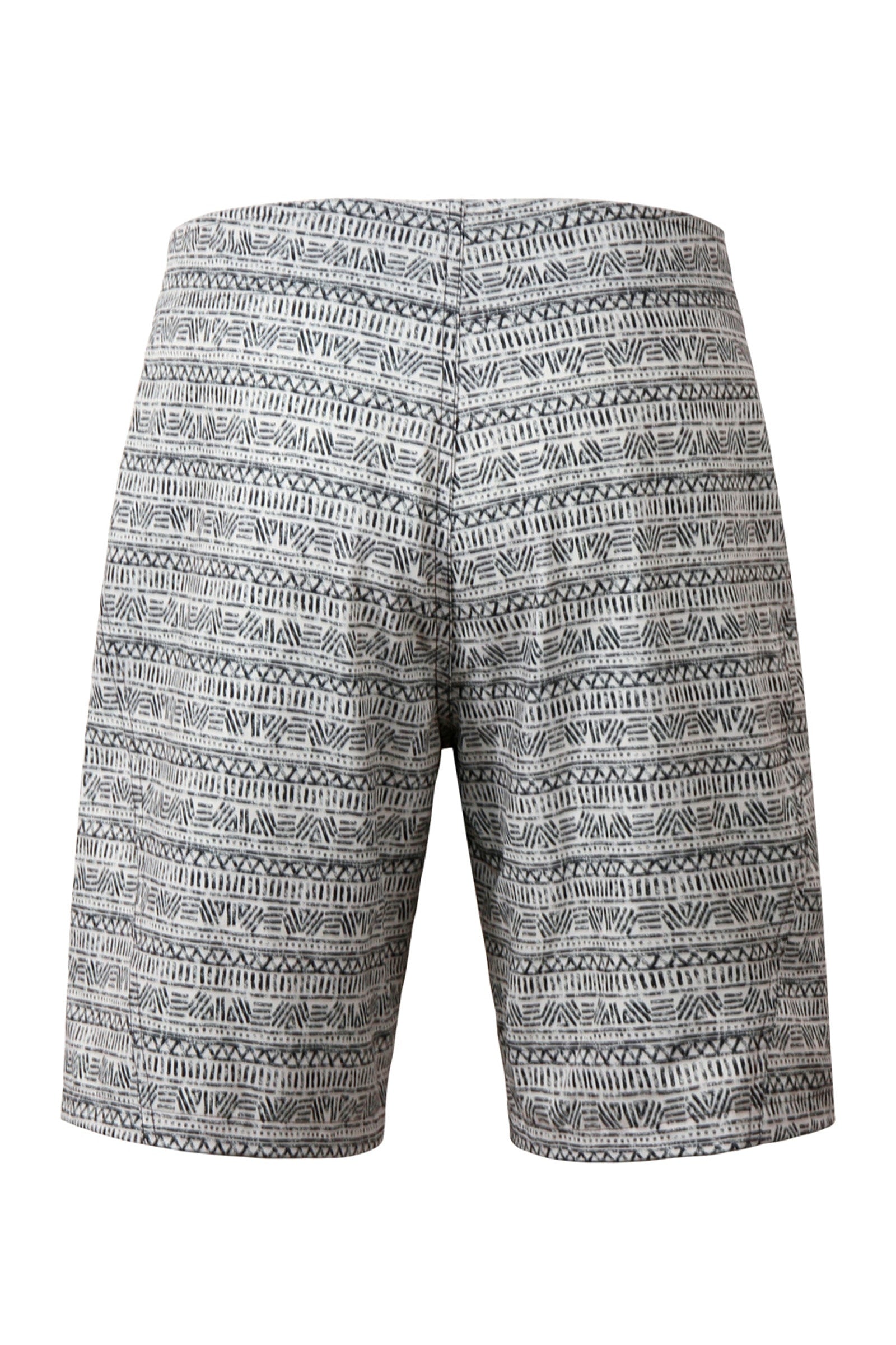UV Skinz Mens 9In Board Shorts Back View Cool Grey Aztec inStripe|cool-grey-aztec-stripe
