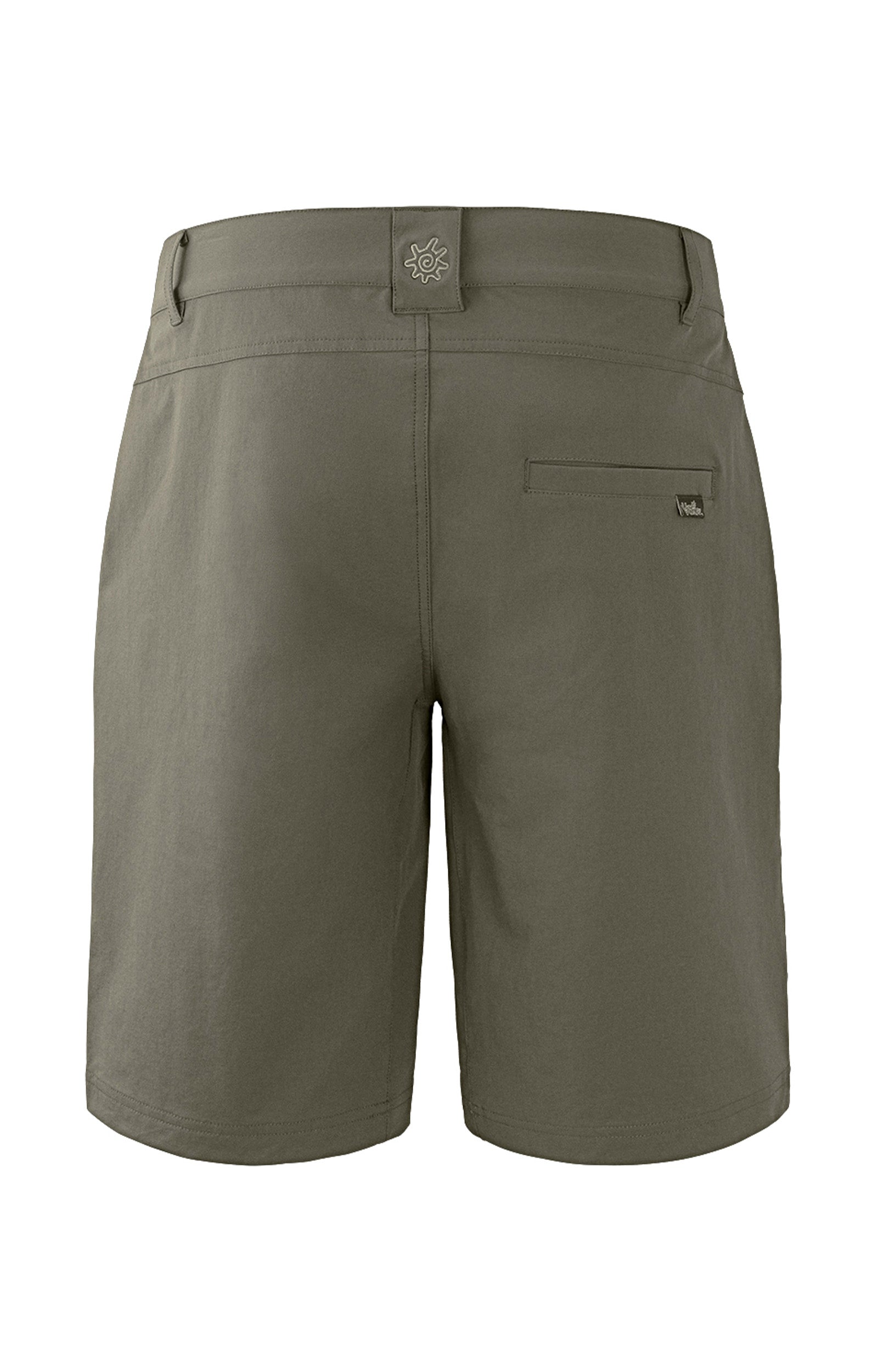 back view of the men's UPF shorts in deep olive|deep-olive