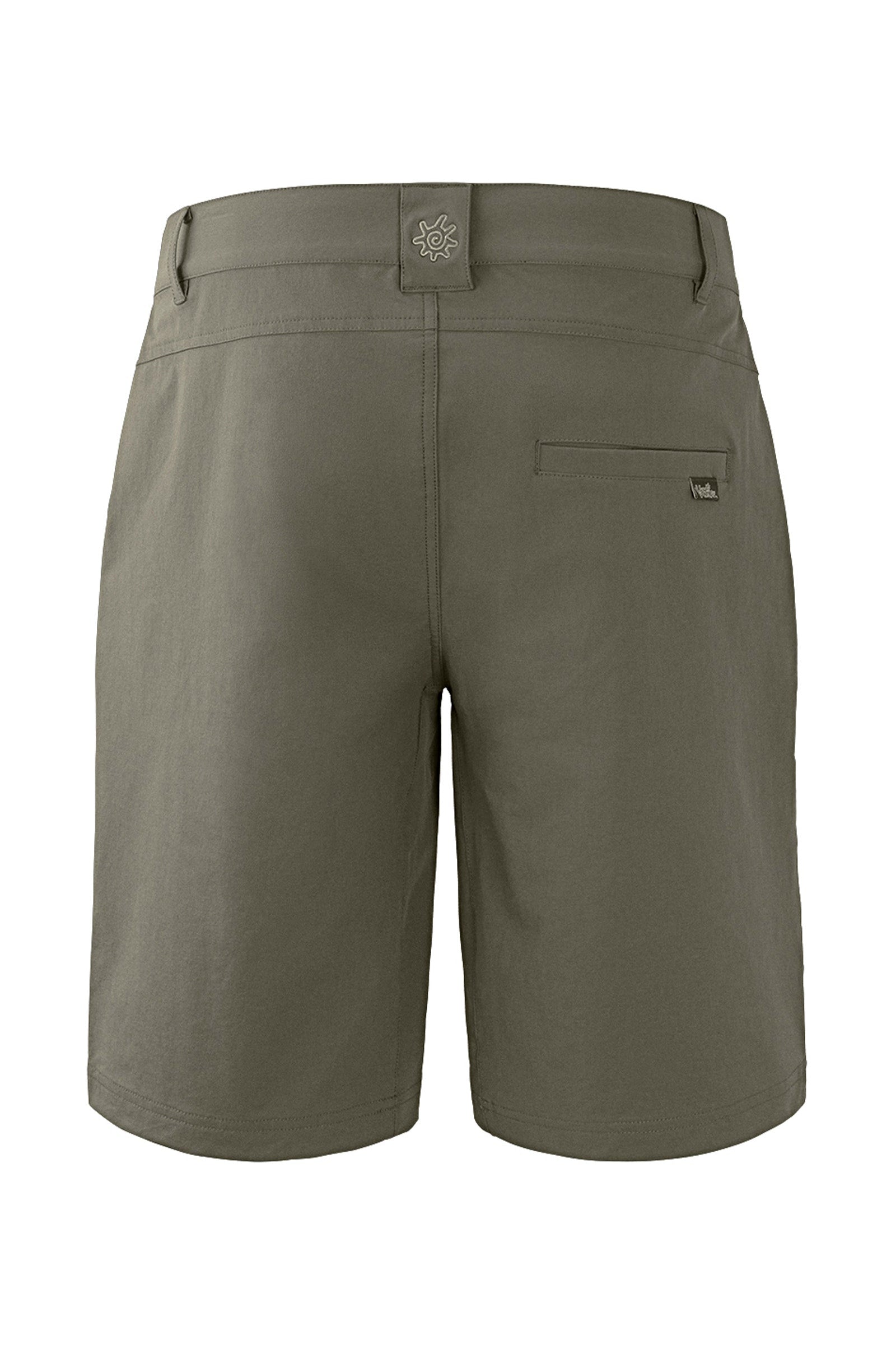 back view of the men's UPF shorts in deep olive|deep-olive