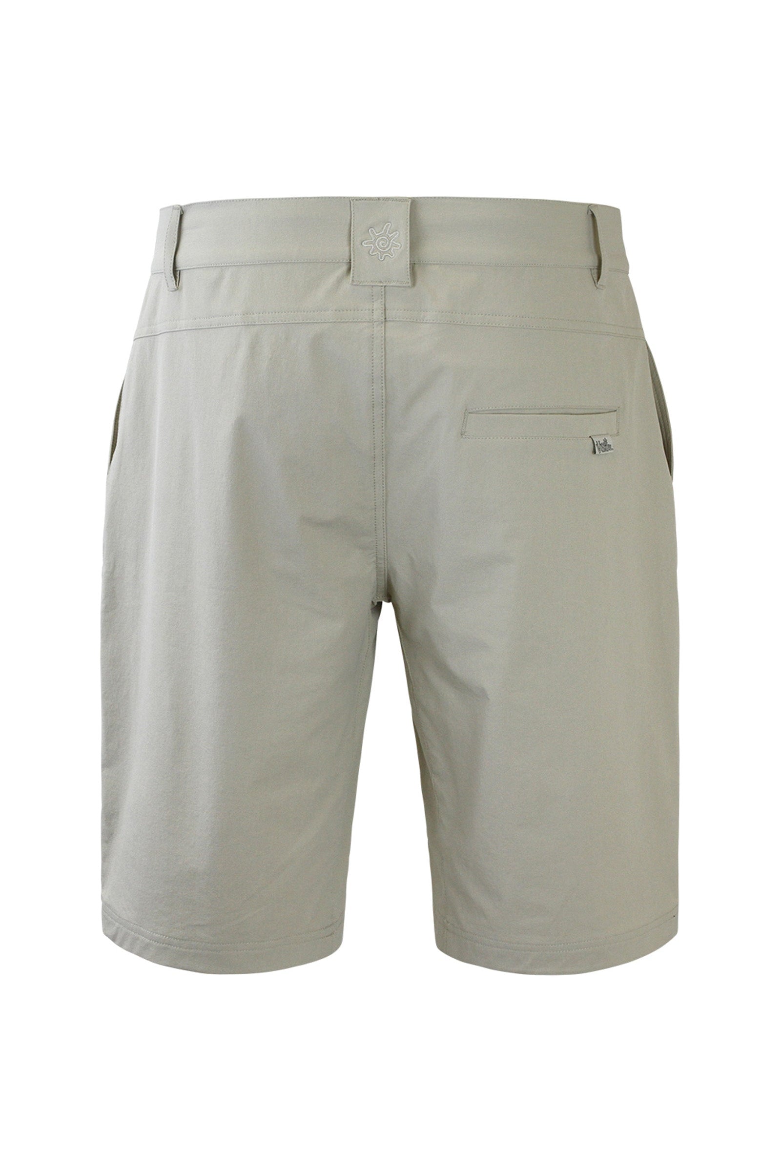 back of the men's UPF shorts in stone|stone
