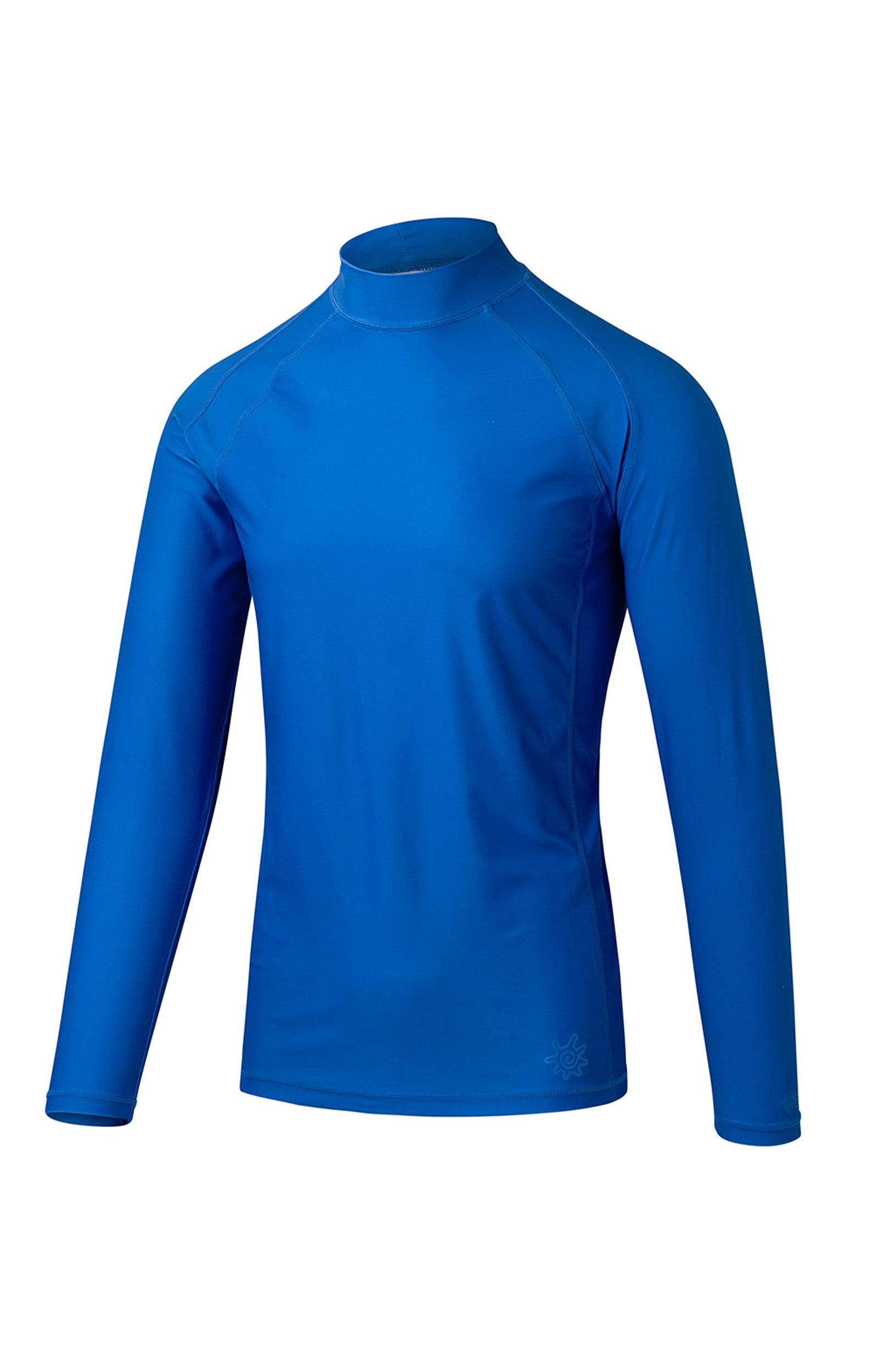 side view of the men's long sleeve active swim shirt in deep sea|deep-sea